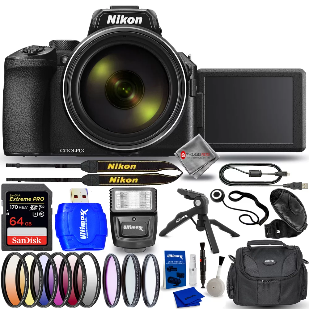 Nikon COOLPIX P950 Digital Camera - Pro Bundle with Sandisk Extreme Pro 64GB SD, Filter Kit, Slave Flash, Tripods and More - AUTHORIZED NIKON DEALER