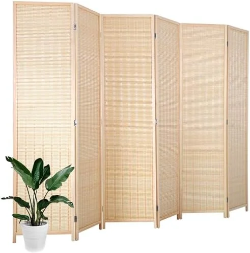 YPXNVTD 6FT Room Divider 6 Panel  72 Inch Wall Divider Wood Screen Privacy Screen Seperating Divider Handwork  Folding Portable for Home Bedroom  Natural