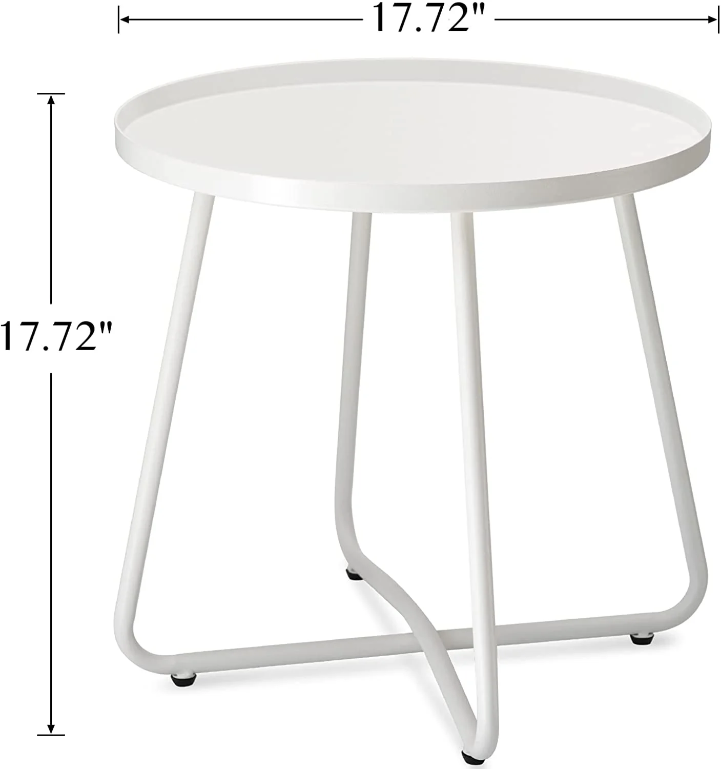 danpinera Outdoor Side Table, Small Round End Table with Weather Resistant Steel for Patio,Yard,Balcony,Garden - White