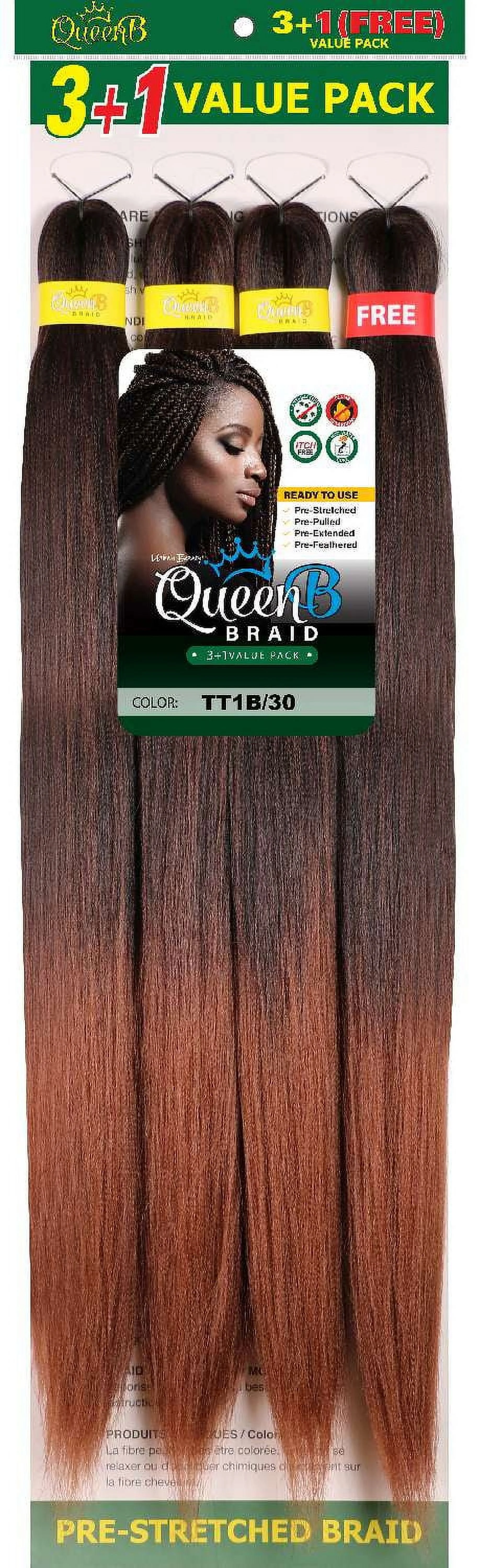 Urban Beauty Queen B Braid Synthetic 3 + 1 Value Pack 60 Inch Color TT1B/30