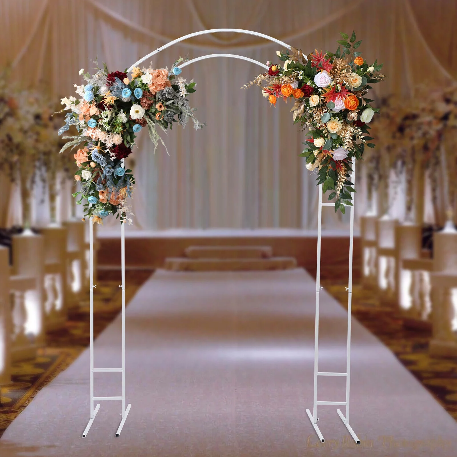 Miumaeov 7.2ft Metal Stand Arch Wedding Balloon Backdrop Stand For Birthday Party Event Background Decoration (White)