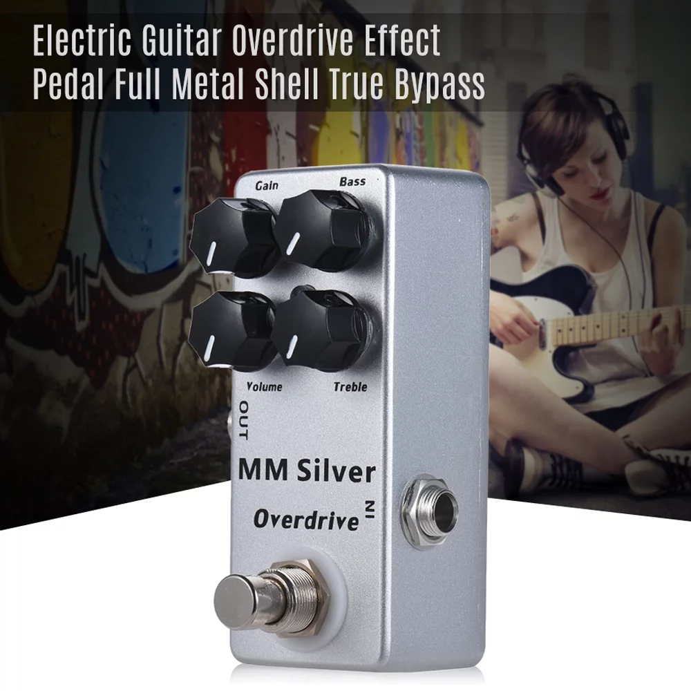 MOSKYAudio MM Silver Electric Guitar Overdrive Effect Pedal Full Metal Shell True Bypass