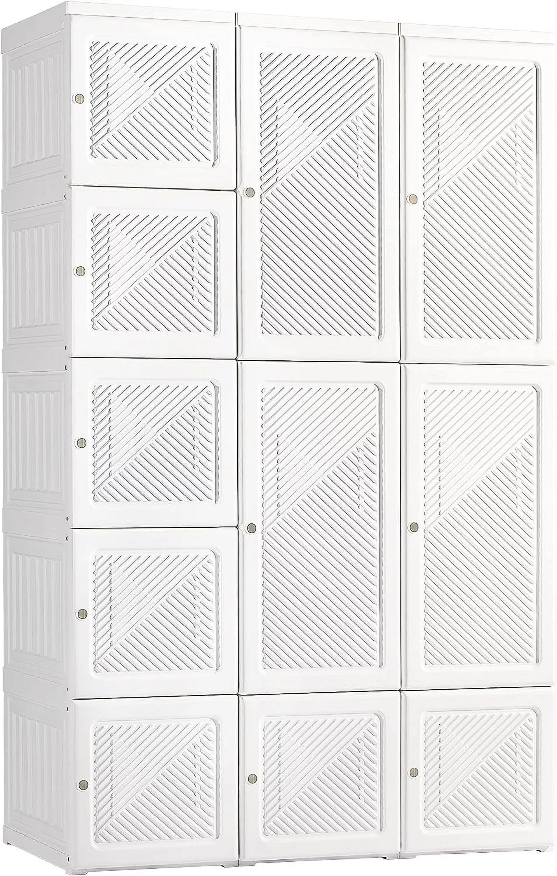 Portable Wardrobe Closet, Bedroom Armoire, Foldable Clothes Organizer with Cube Storage, Hanging Rods, and Magnet Doors, White