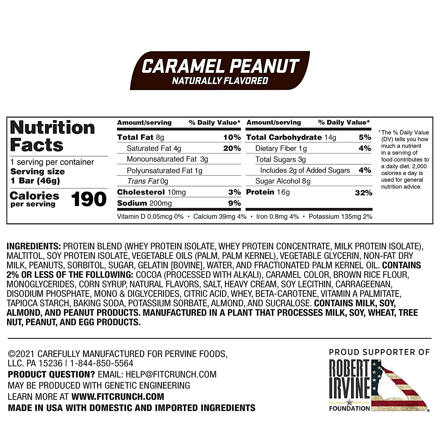FITCRUNCH Snack Size Protein Bars, Designed by Robert Irvine, World’s Only 6-Layer Baked Bar, Just 3g of Sugar & Soft Cake Core (6 Snack Size Bars, Caramel Peanut)