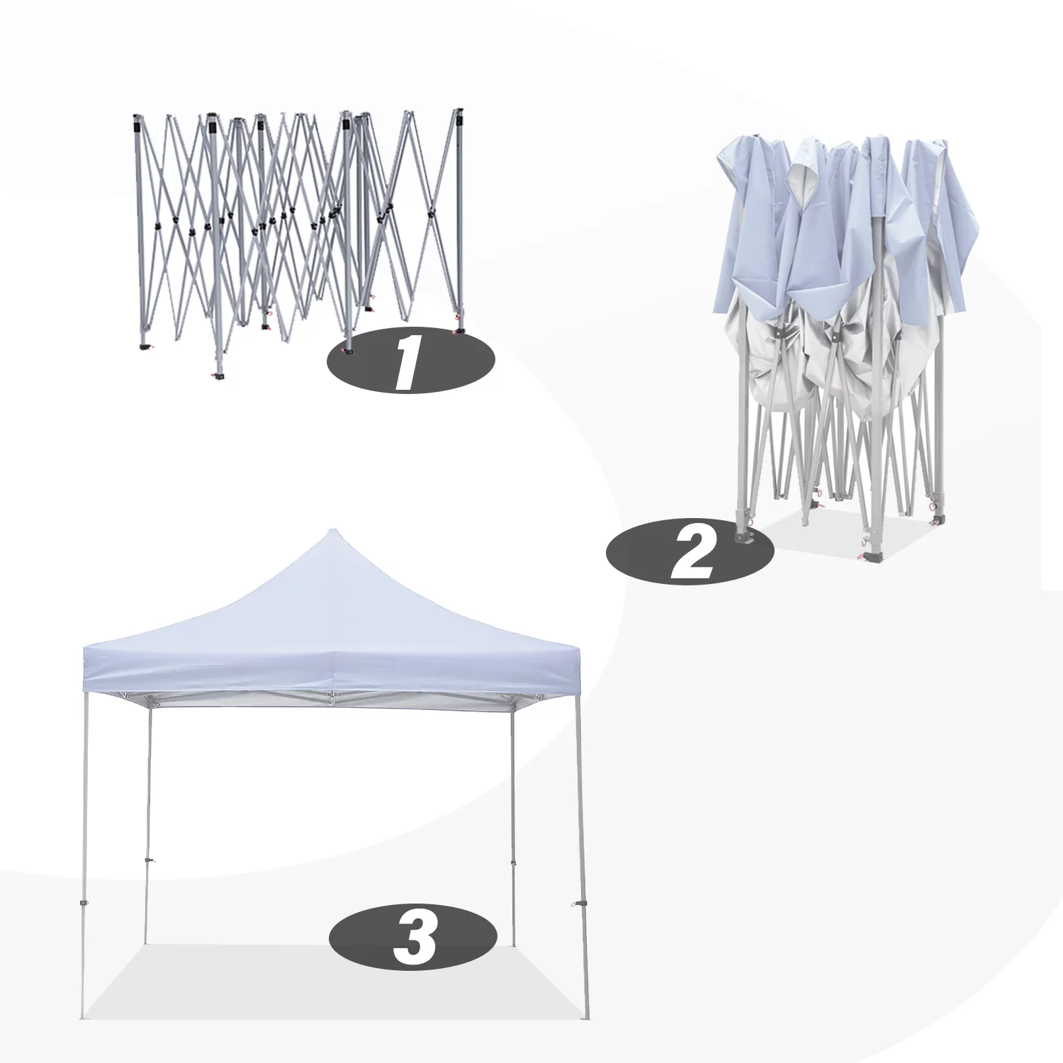 Ainfox 10 x 10 ft High Pop up Tent Folding Instant Frame Canopy Gazebo for Beach Tailgating Party, Wheeled Carrying Bag (White)