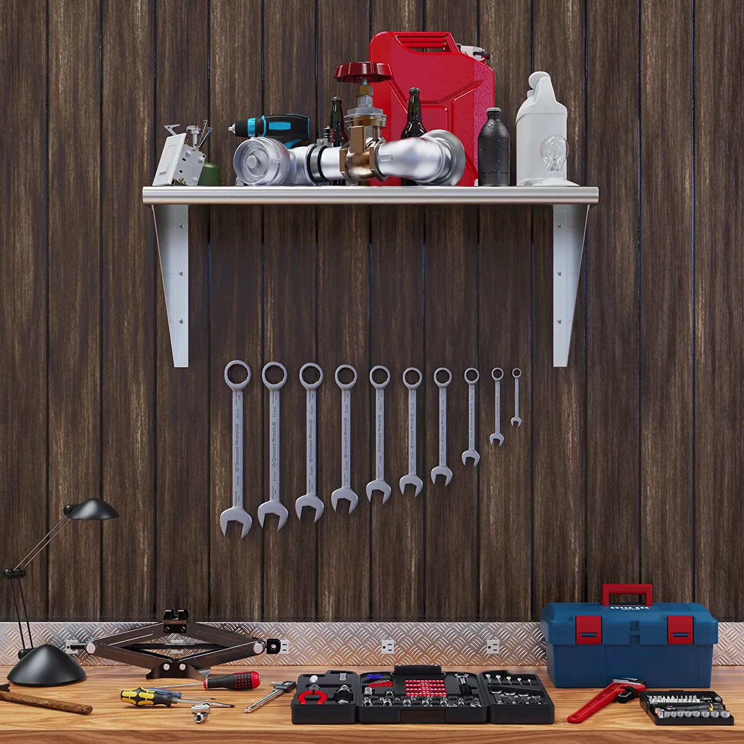 JYHOME 24" X 36" Stainless Steel Wall  | Metal Shelving | Garage  Laundry    Utility Room | Restaurant  Commercial Kitchen | NSF