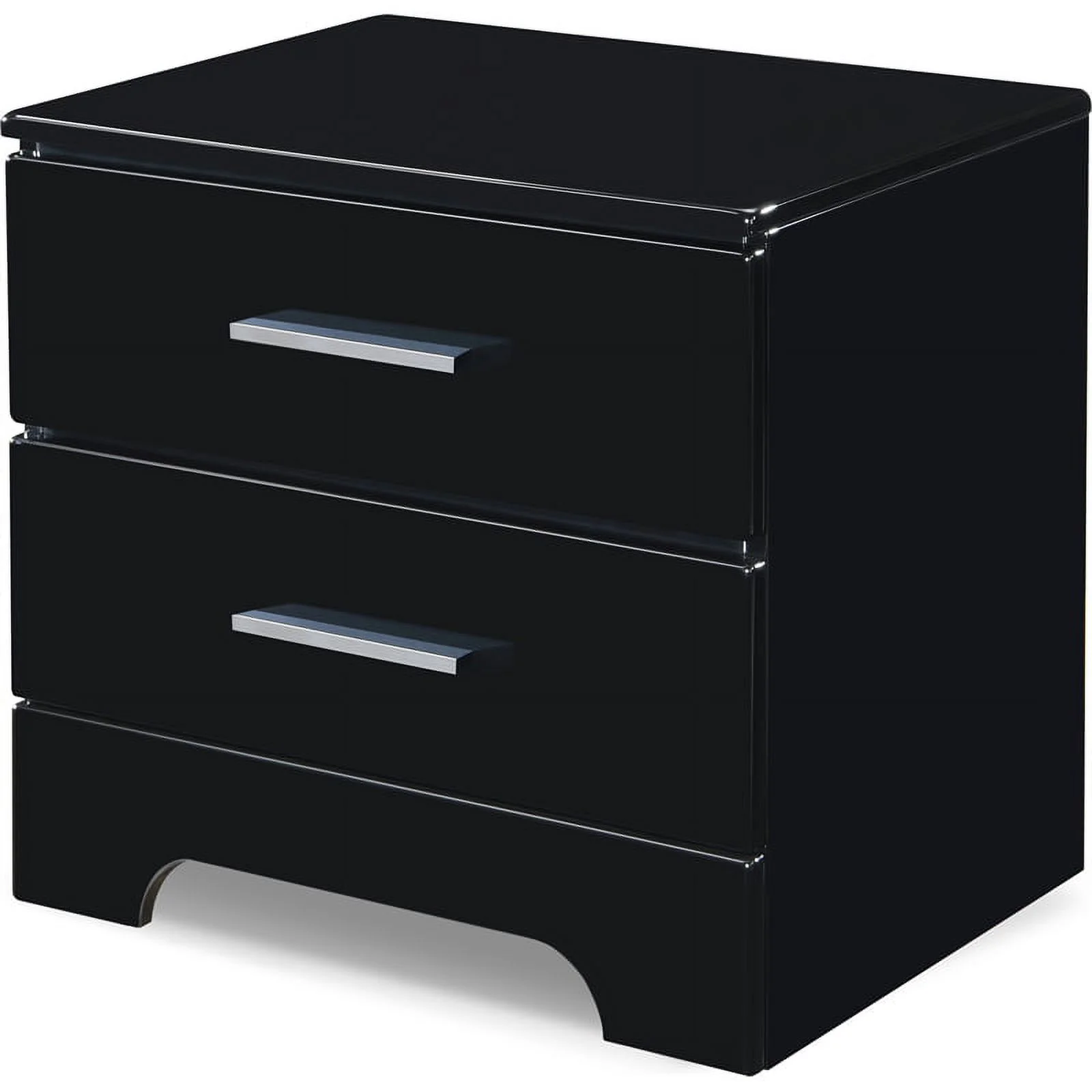 Home Square 2 Drawer Wood Nightstand in Black Finish - Set of 2