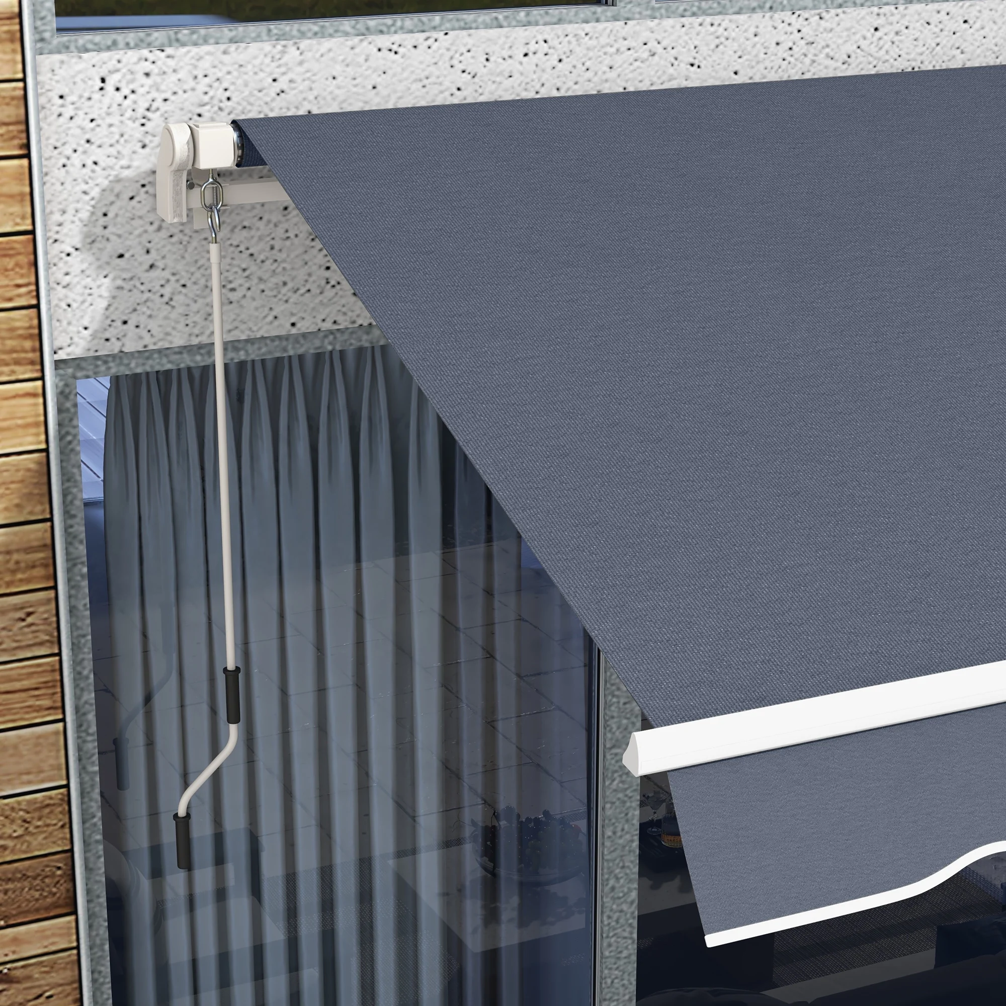 Outsunny 12' x 8' Retractable Awning, Patio Awning Sun Shade Shelter, Gray