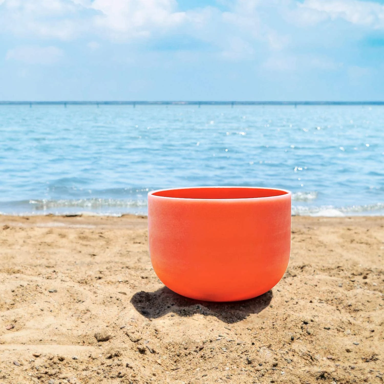 TOPFUND D# Note Orange D# Note 12 inch Crystal Singing Bowl with Heavy Duty Carrying Case and Suede Stick