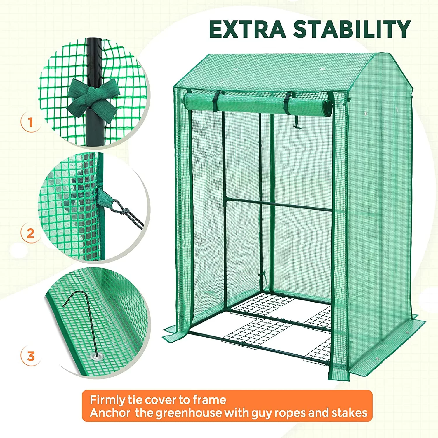 EAGLE PEAK Outdoor Greenhouse with Double Roll-up Zippered Doors, Vertical Cold Frame Grow House for Vegetables, Flowers, 39'' x 32'' x 59'', Green (Double Growbag)