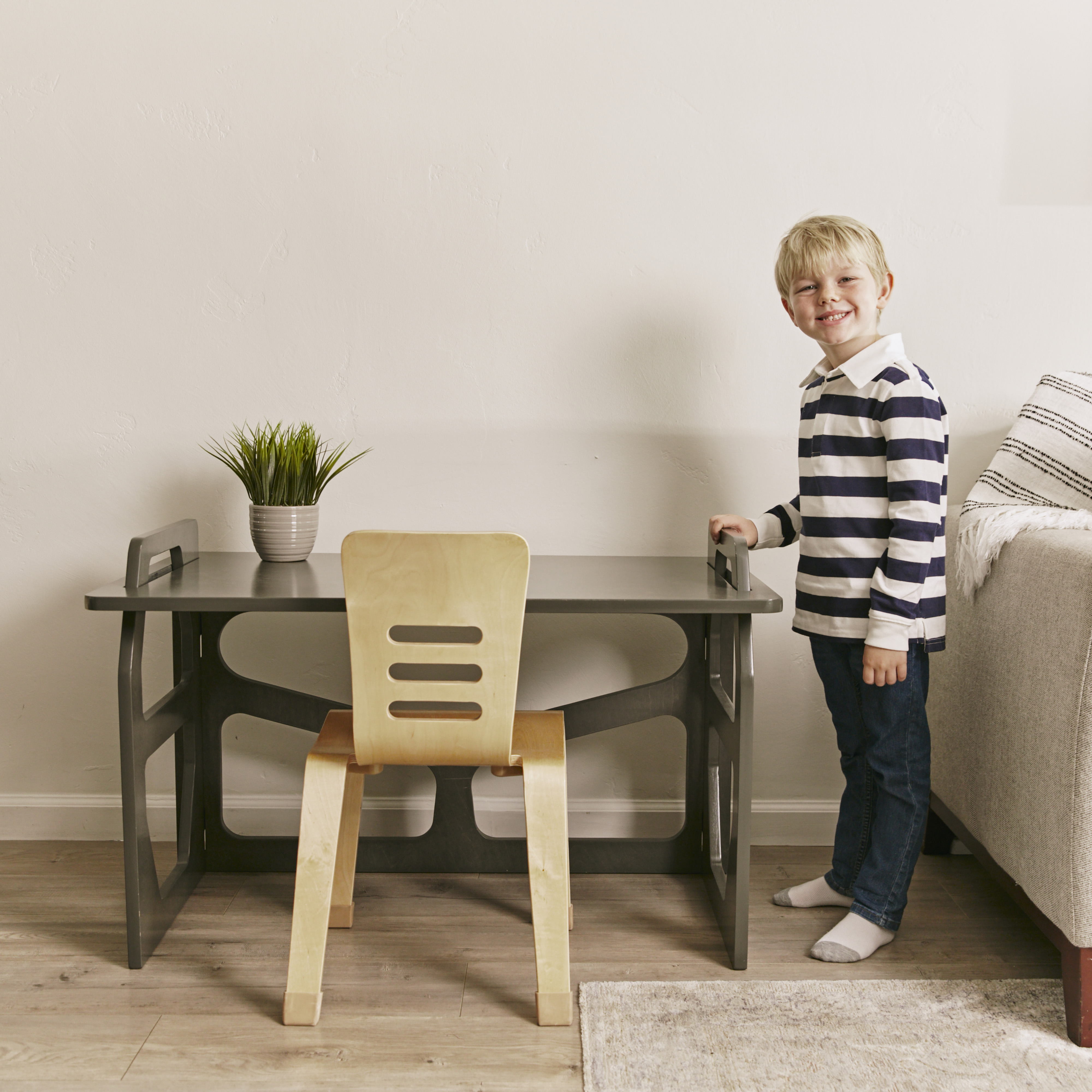 ECR4Kids StudyStation Desk, Grey Wash