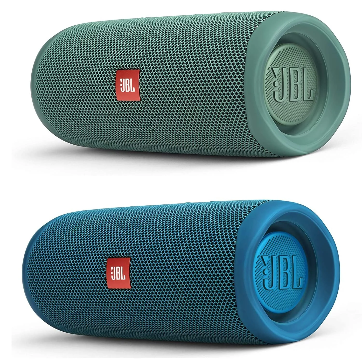 JBL Flip 5 Waterproof Portable Wireless Bluetooth Speaker Bundle - (Pair) Eco Blue and Eco Green
