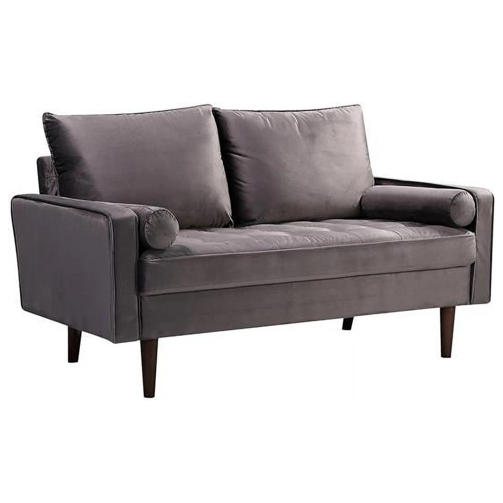 Home Square Genoa 3 Piece Set with Velvet Living Room Sofa & 2-Loveseat in Gray