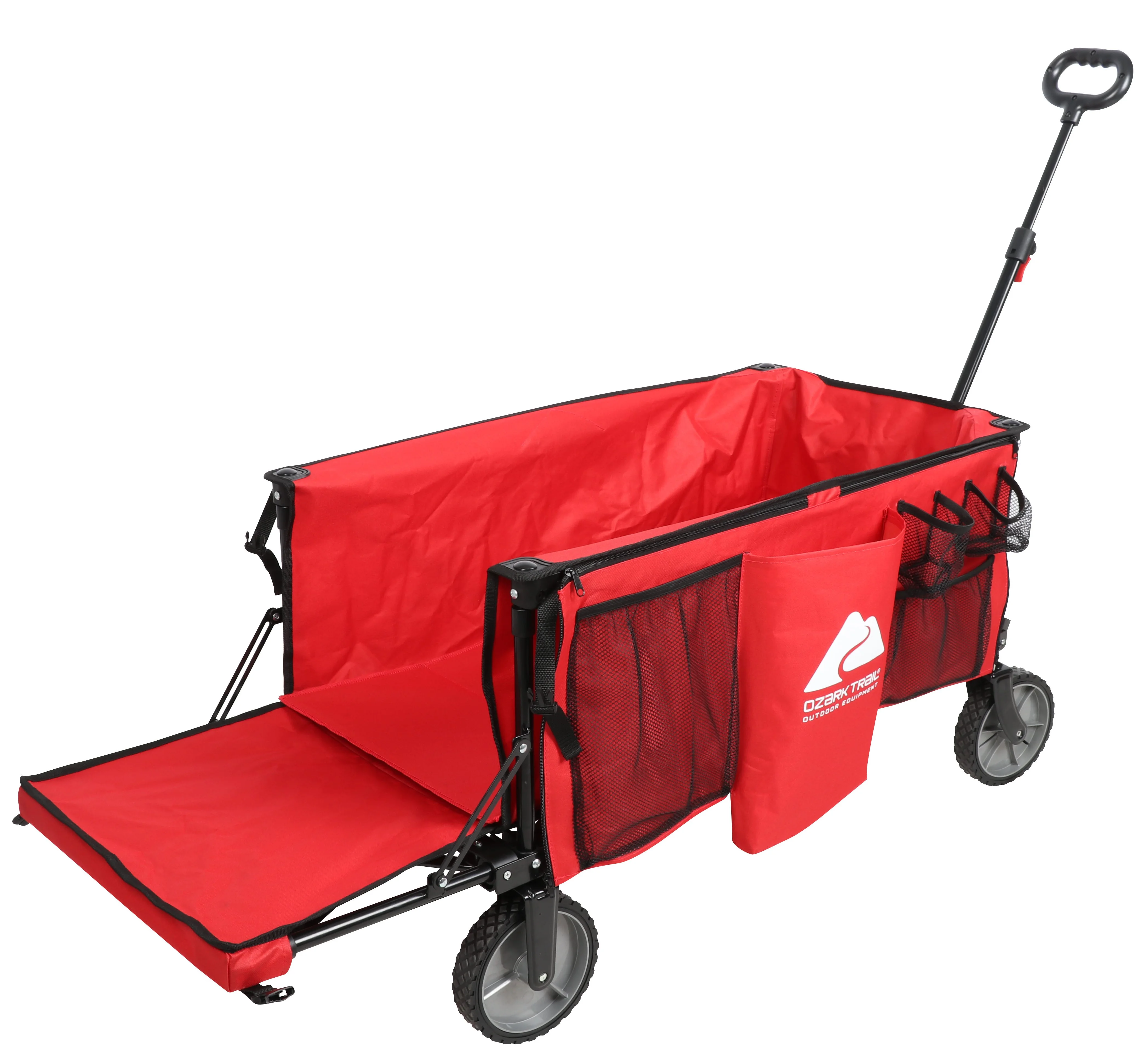 Ozark Trail Camping Utility Wagon with Tailgate & Extension Handle, Red