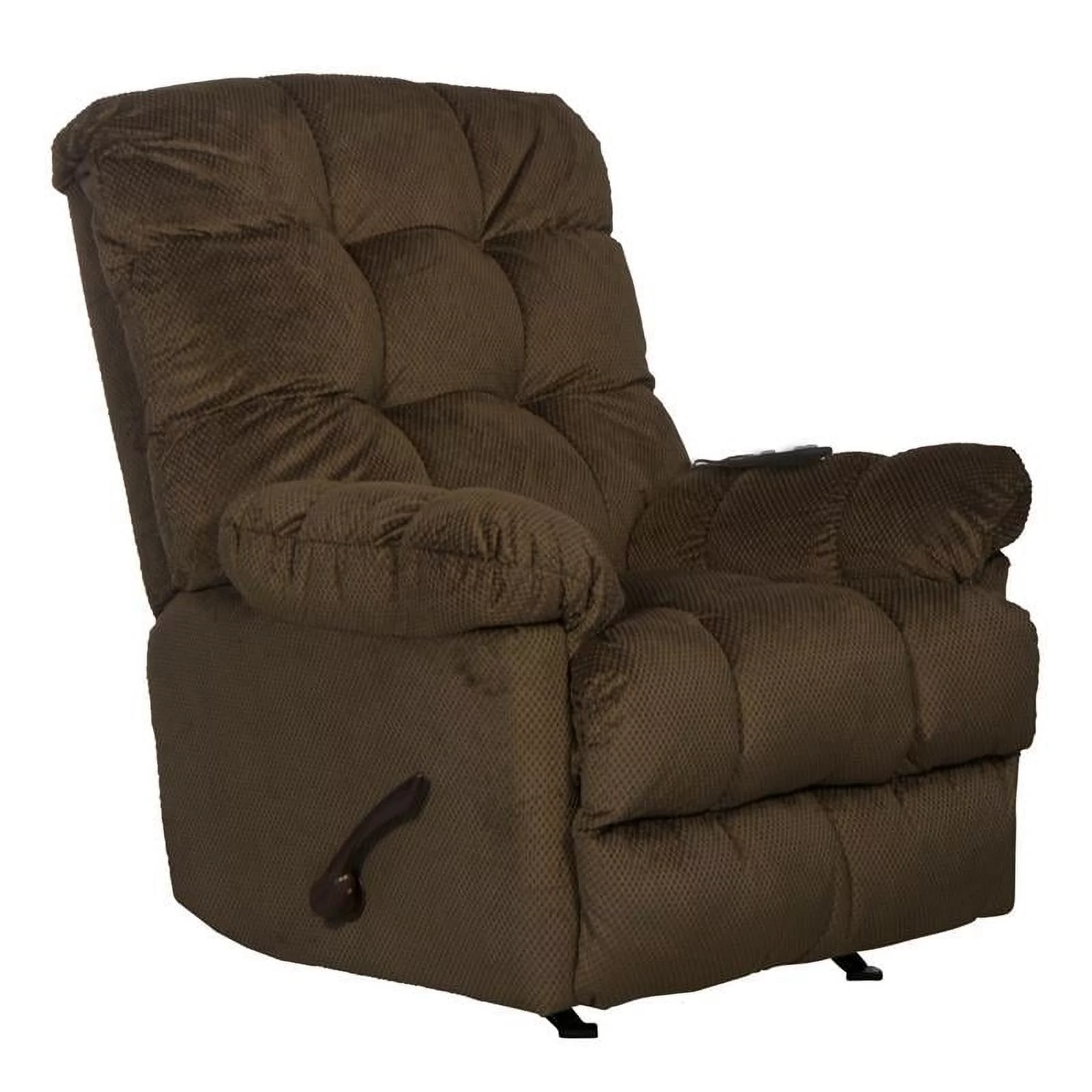 Bowery Hill Chaise Rocker Recliner with Heat & Massage in Brown Polyester Fabric