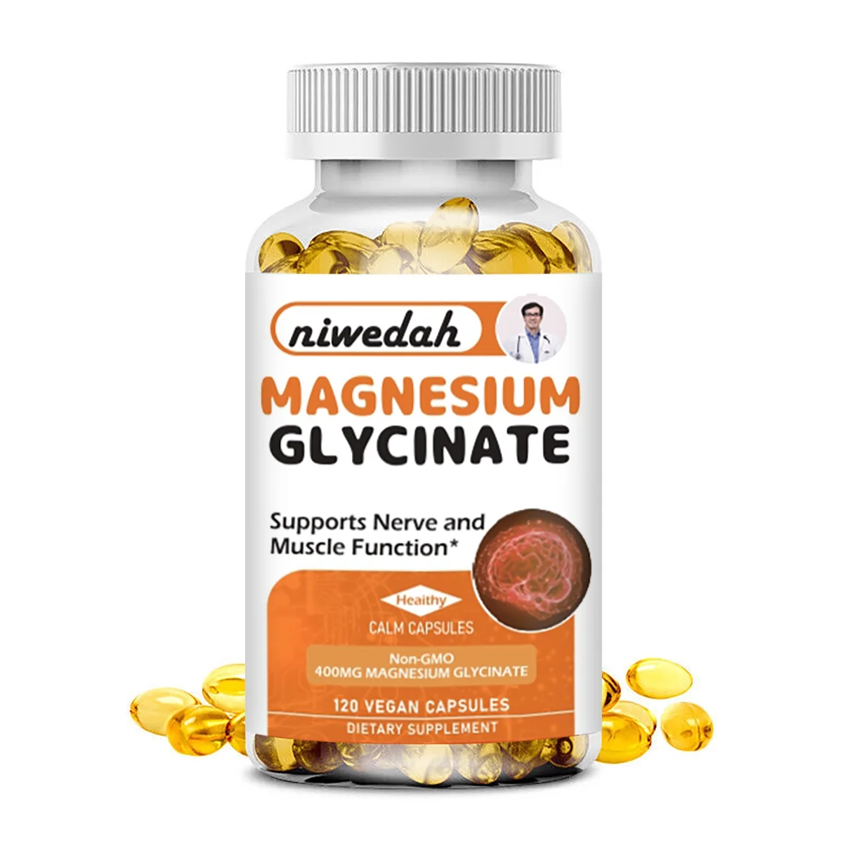 Magnesium Glycinate 400mg Mineral Supplement for Women and Mens-Natural Sleep Support-Bone Health Immunity Mood Support Heart Health -120 Capsules