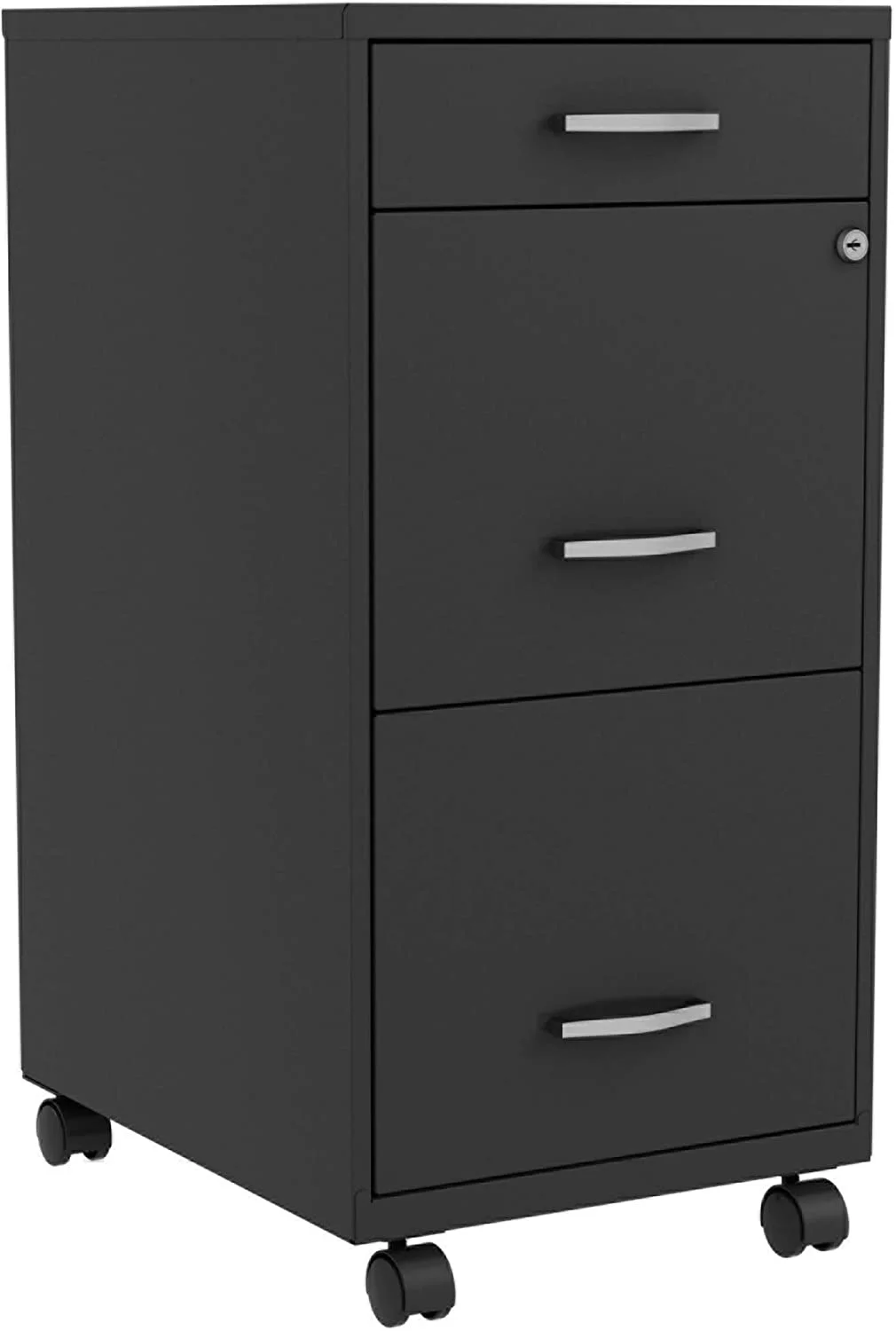 LYS SOHO Box/File/File 3-Drawer Mobile File Cabinet, Black, 14.3