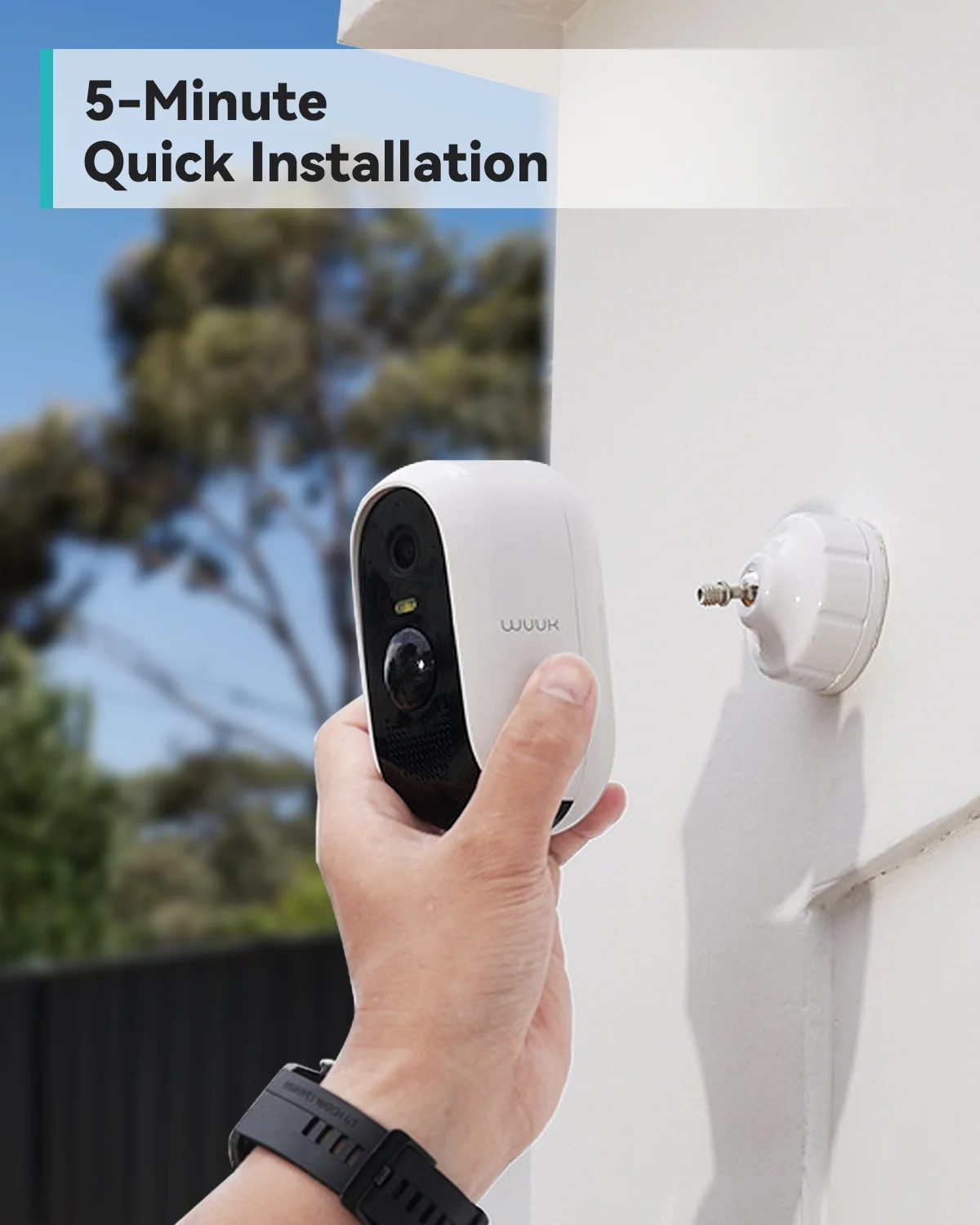 WUUK 2K Outdoor Wireless Security Camera with Free 32GB Local Storage Base Station, Battery Powered Outdoor Camera, Home Security Camera System, No Monthly Fee, IP67, Compatible with Google & Alexa