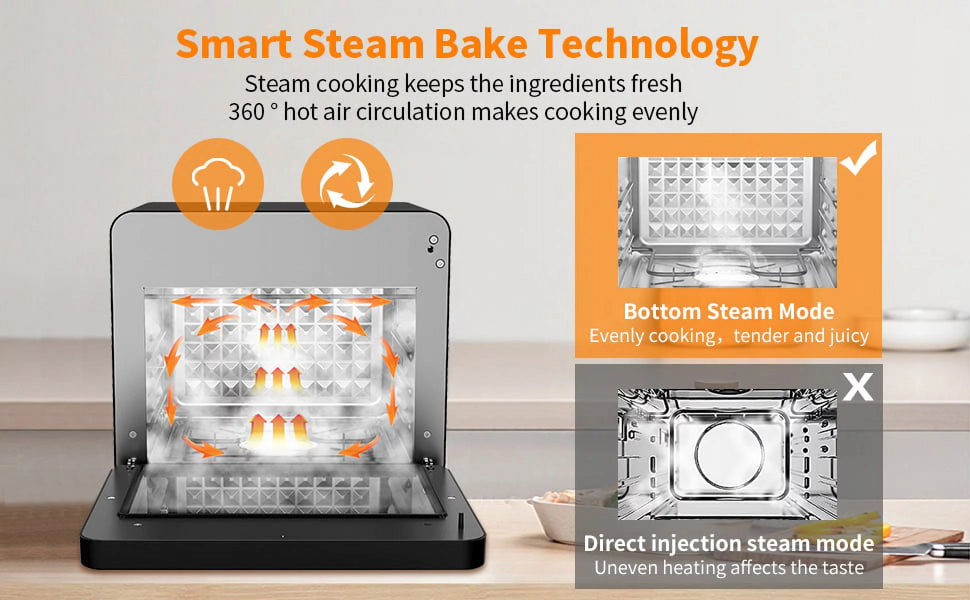 Steam Air Fryer Toast Oven Combo , 26 QT Steam Convection Oven Countertop , 50 Cooking Presets, with 6 Slice Toast, 12