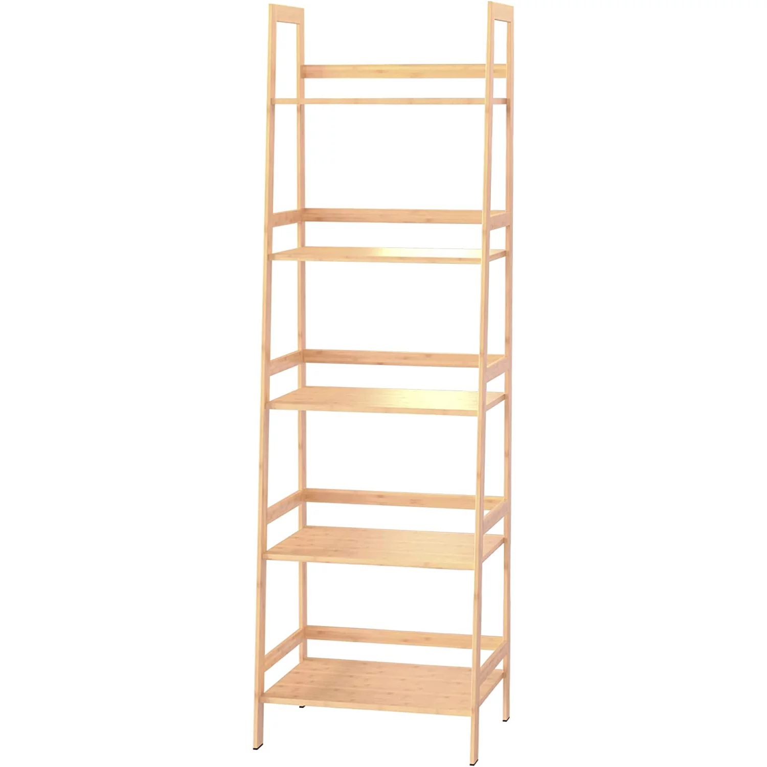 Ladder Shelf, 5 Tier Bamboo Bookshelf, Modern Open Bookcase for Bedroom, Living Room, Office, Natural