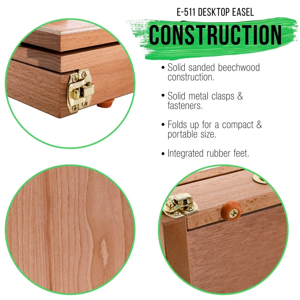 Solid Solana Artist Wood Desk Table Easel Box Storage Drawer Art Paint Canvas