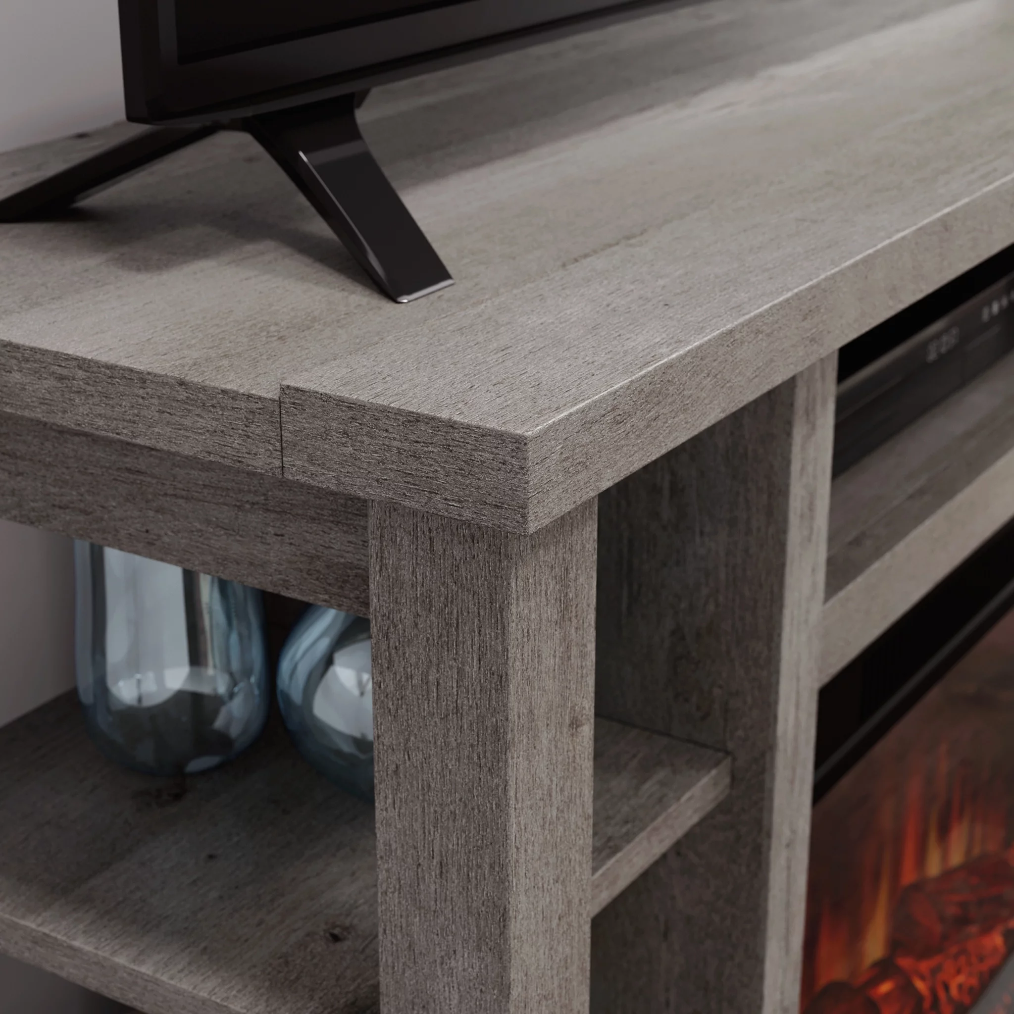 Sauder TV Stand with Electric Fireplace & Storage for TVs up to 50