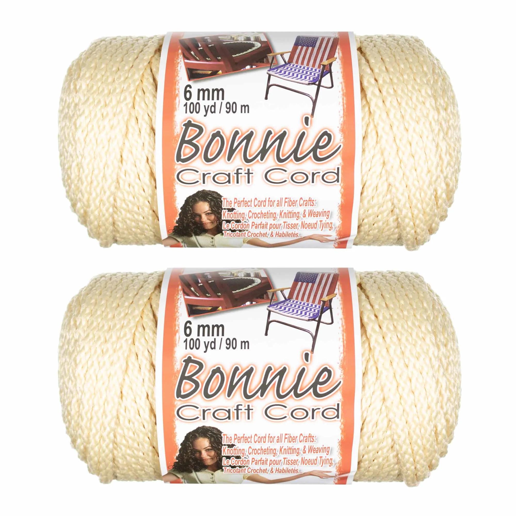 2 Pack Bonnie Macrame Cord - 6mm - 100 yd Lengths - Various Colors