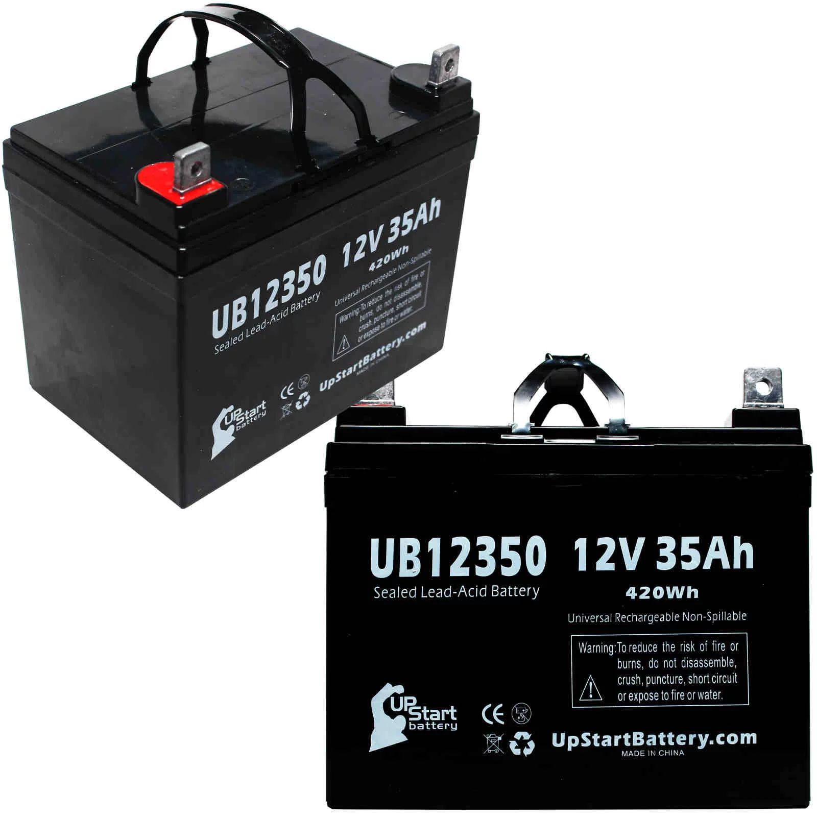 2x Pack - Compatible Hoveround ACTIVA FORERUNNER Battery - Replacement UB12350 Universal Sealed Lead Acid Battery (12V, 35Ah, 35000mAh, L1 Terminal, AGM, SLA)