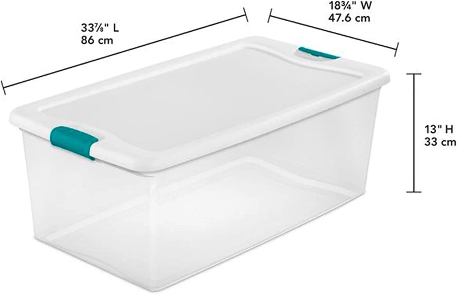 Sterilite 14998004 Plastic Liter Latch Box, Clear, 106 Quarts