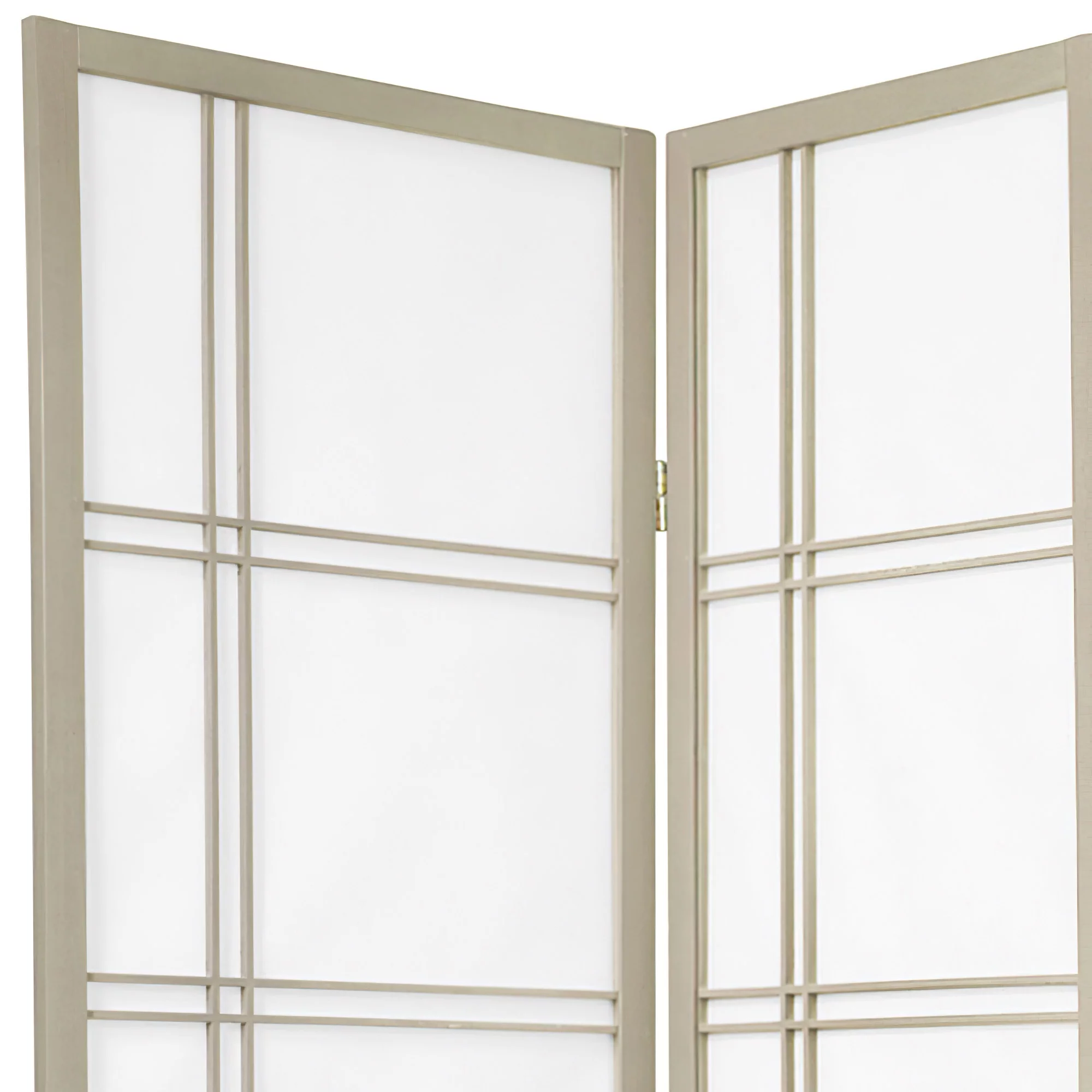 Oriental Furniture 6 Ft Tall Double Cross Shoji Screen Special Edition, 4 panel, grey