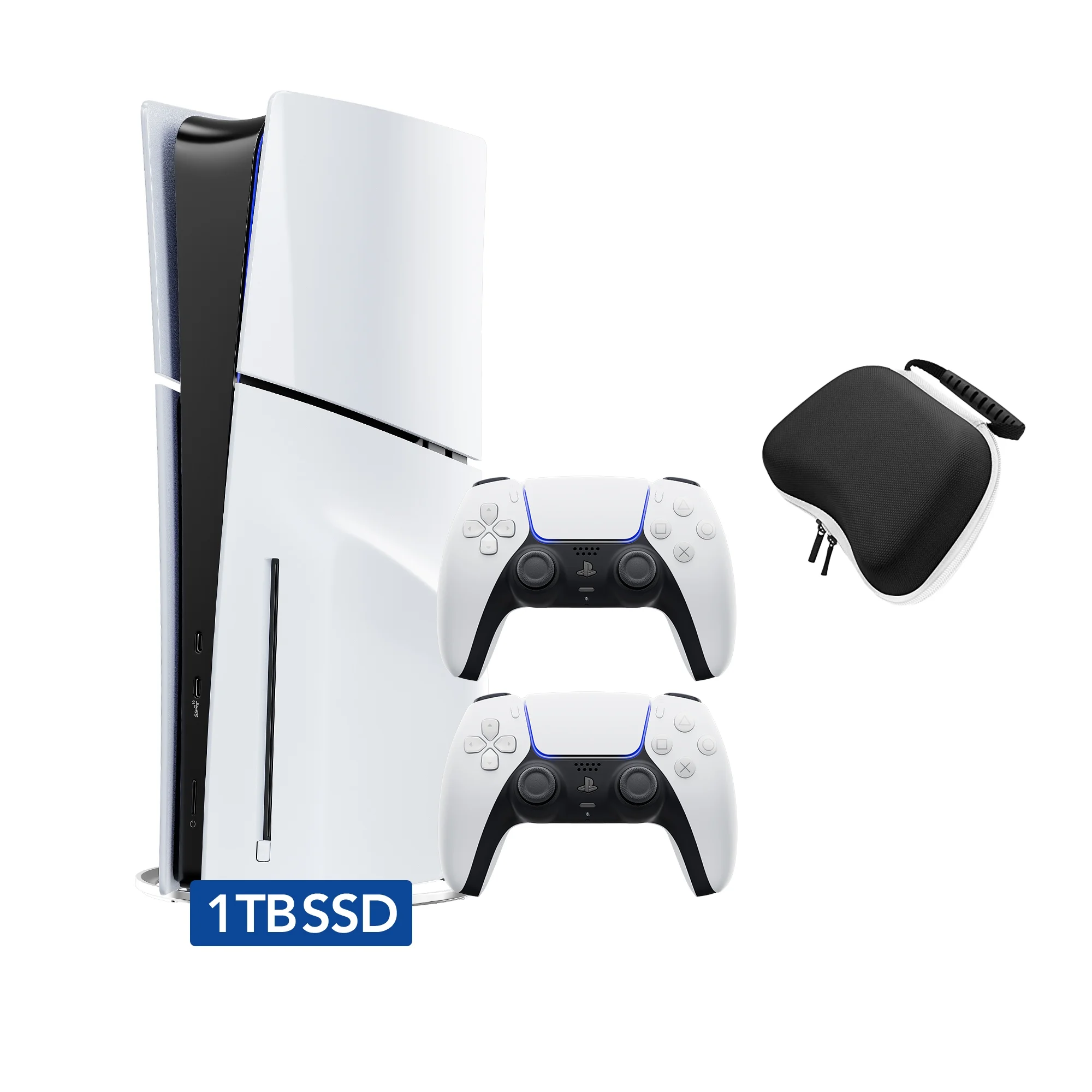 PlayStation 5 Disc Edition with Two DualSense Controllers and Mytrix Hard Shell Protective Controller Case - PS5 Gaming Console