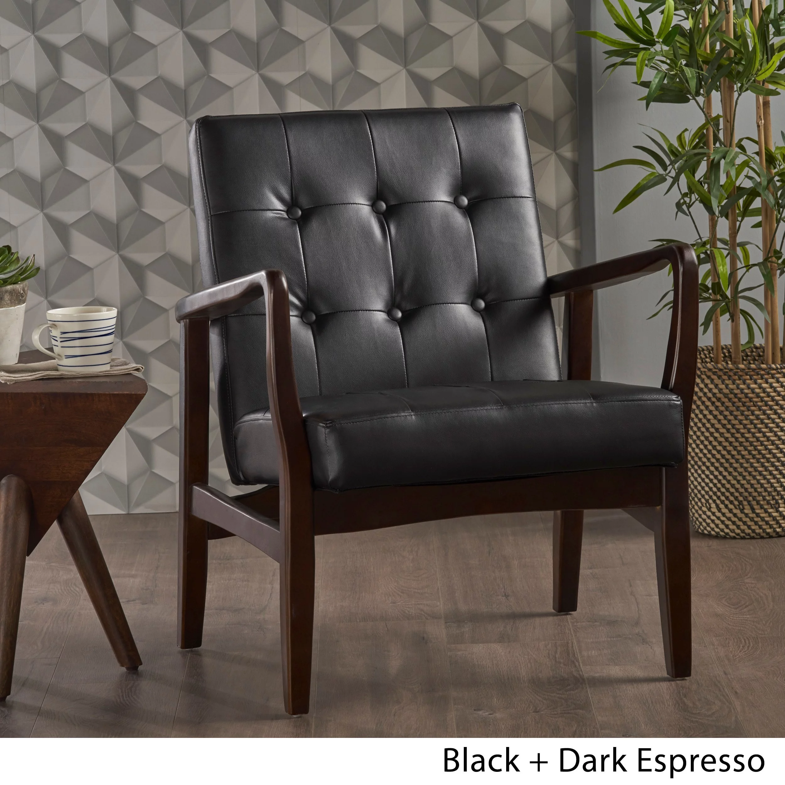 Christopher Knight Home Marcola Mid Century Modern Faux Leather Club Chair with Wood Frame by