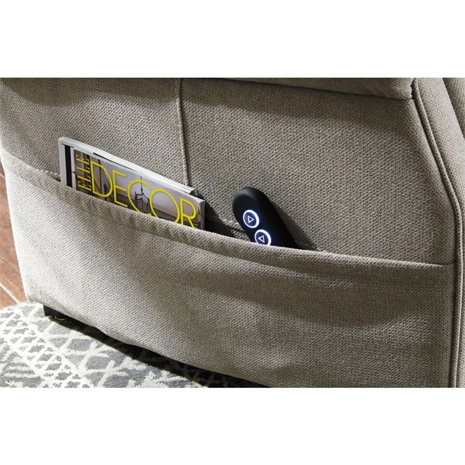 Bowery Hill Traditional Fabric Power Lift Recliner in Gray Finish