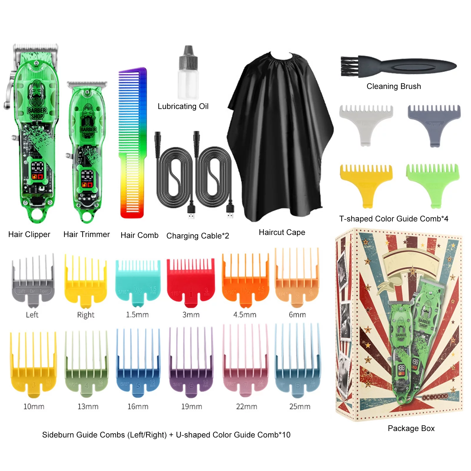 Hair clippers,Papapi Kit With 16 Kit Haircut Hair Men's Clippers Eryue Hair Use Salon Barbers 16 Combs Comb Salon Haircut Hair Kit 16