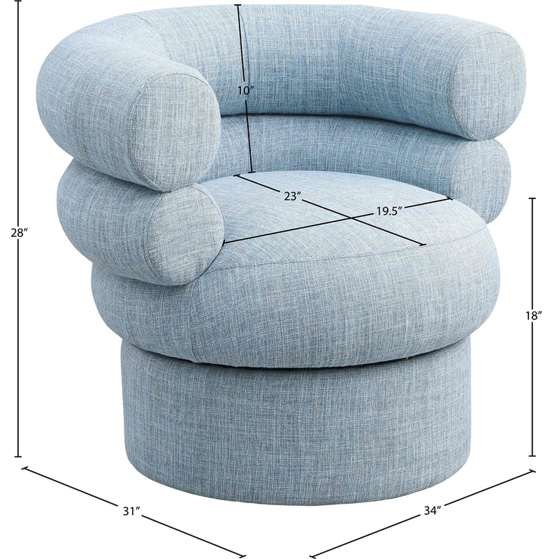 Meridian Furniture Valentina Lt Blue Linen Textured Fabric Accent Swivel Chair