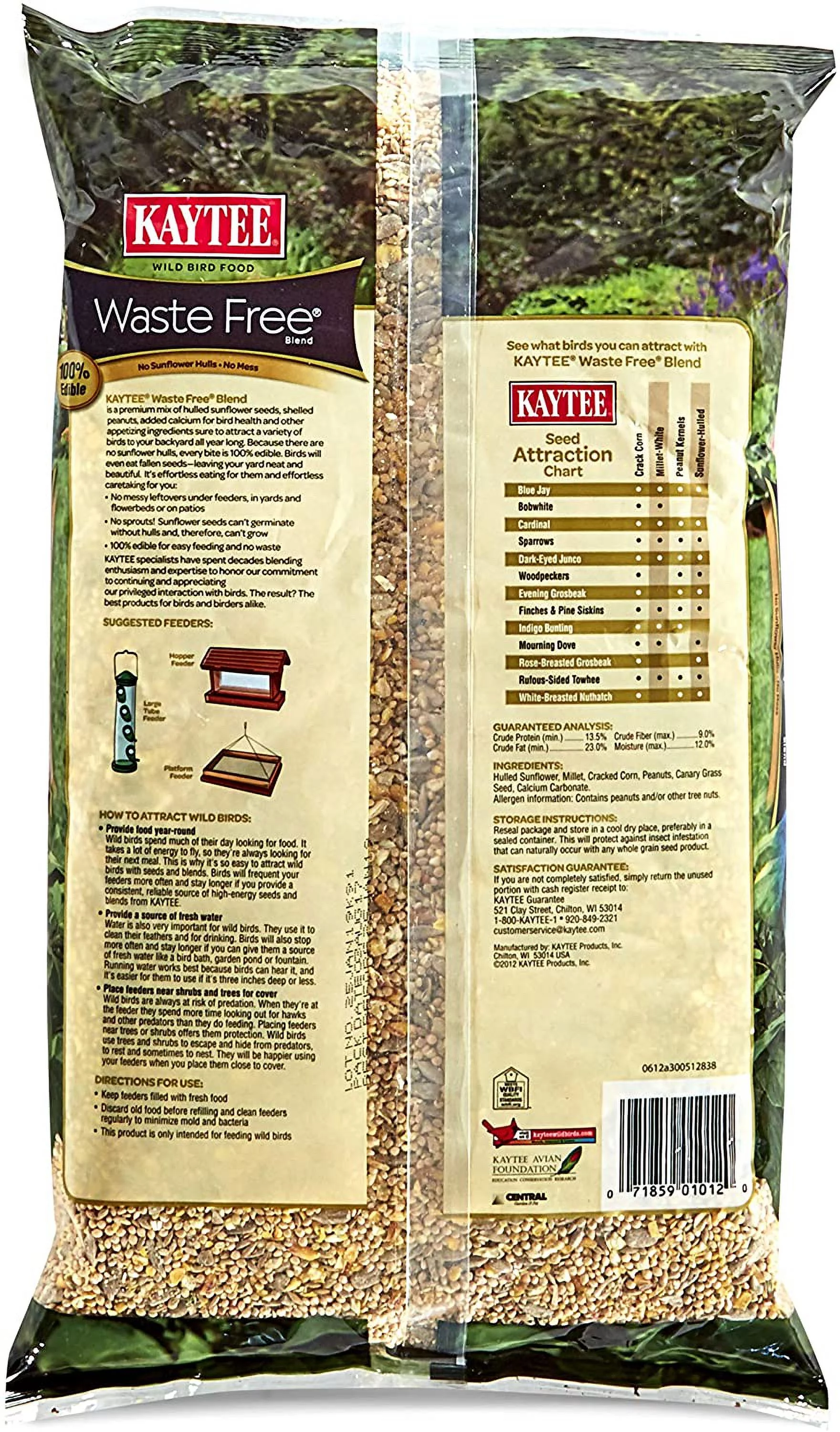 Kaytee Waste Free Songbird Hulled Sunflower Seed Wild Bird Food 5 lb