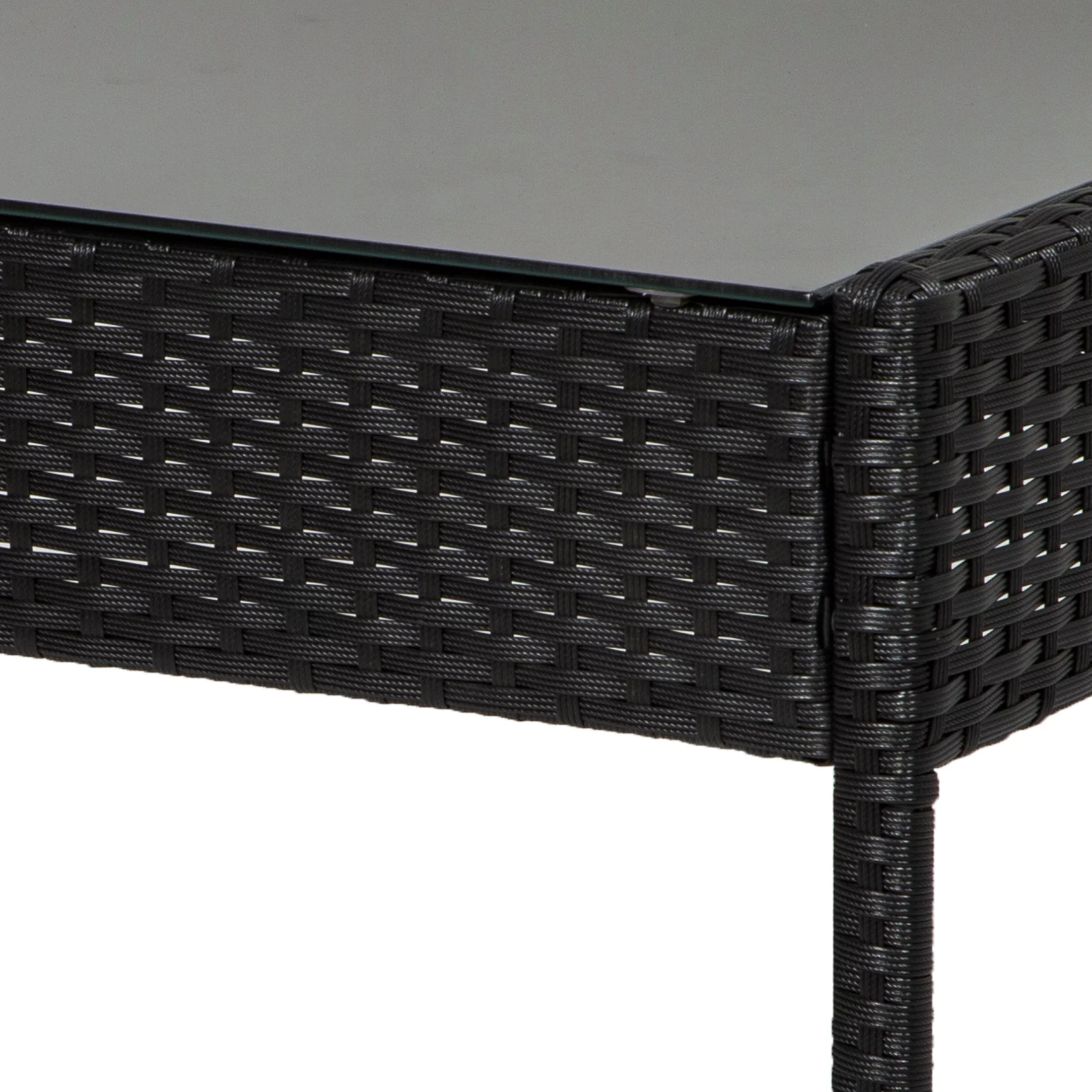 WestinTrends Roadhill 4 Piece Wicker Patio Furniture Sets, All Weather PE Rattan Wicker Loveseat Patio Conversation Sets with Tempered Glass Coffee Table, Black and Gray