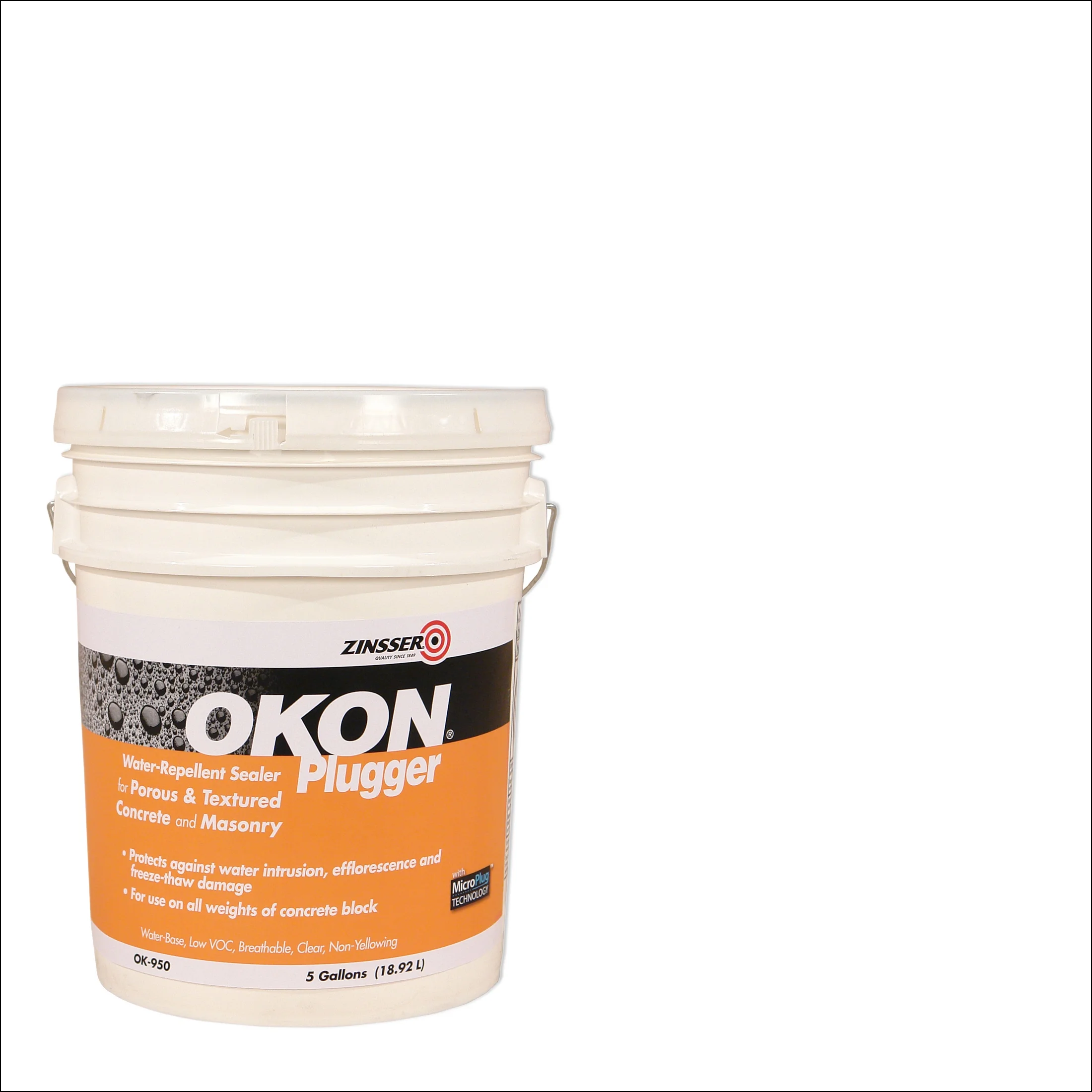 Clear, Zinsser Okon Plugger Concrete and Masonry Water Repellent Sealer - OK950, 5 Gallon- 1 Pack