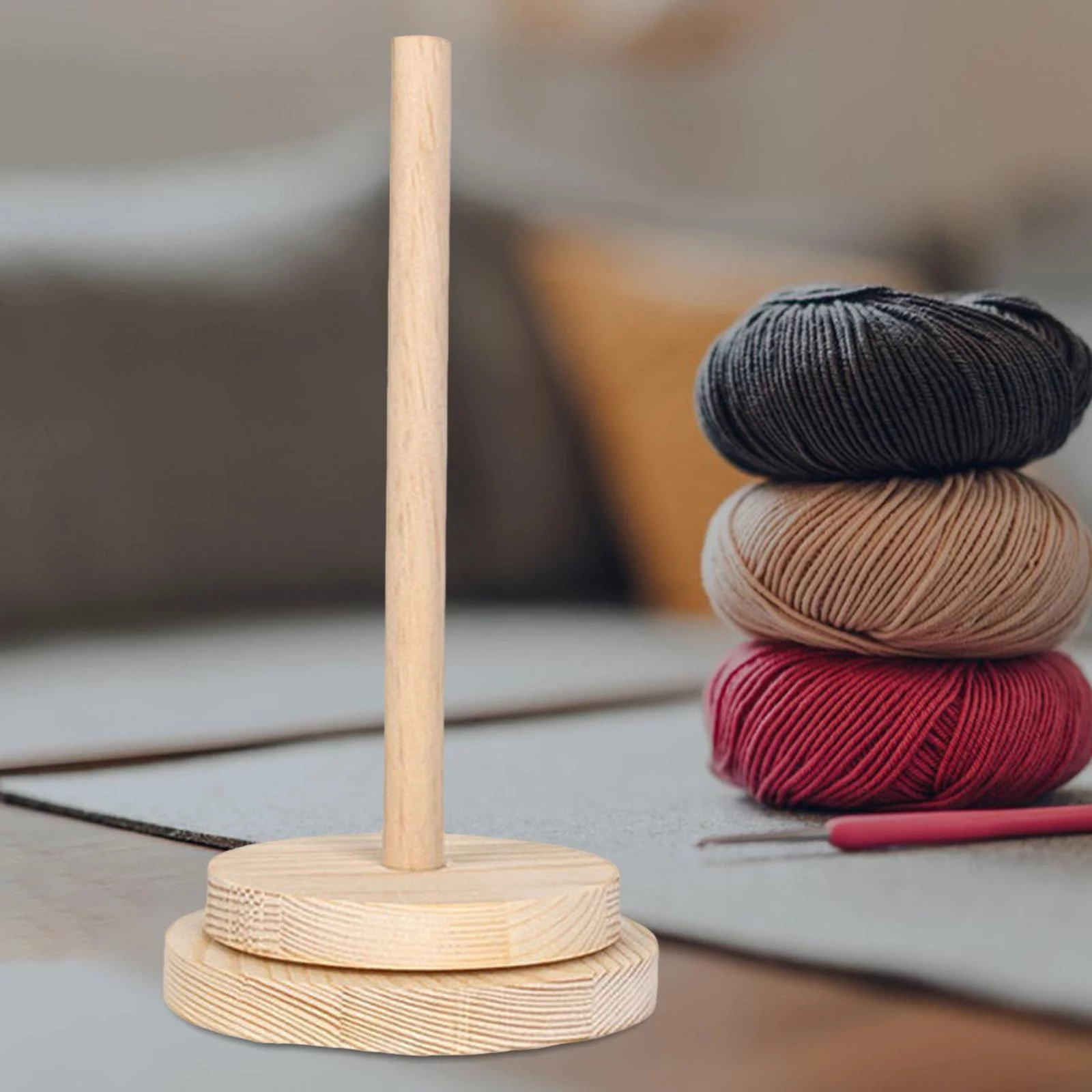 Wooden Yarn Ball Holder, Yarn Storage Organizer Handcrafted Yarn Dispenser Yarn Rolling Holder for String Ball, Adults, Crafts Lover, Crocheting M