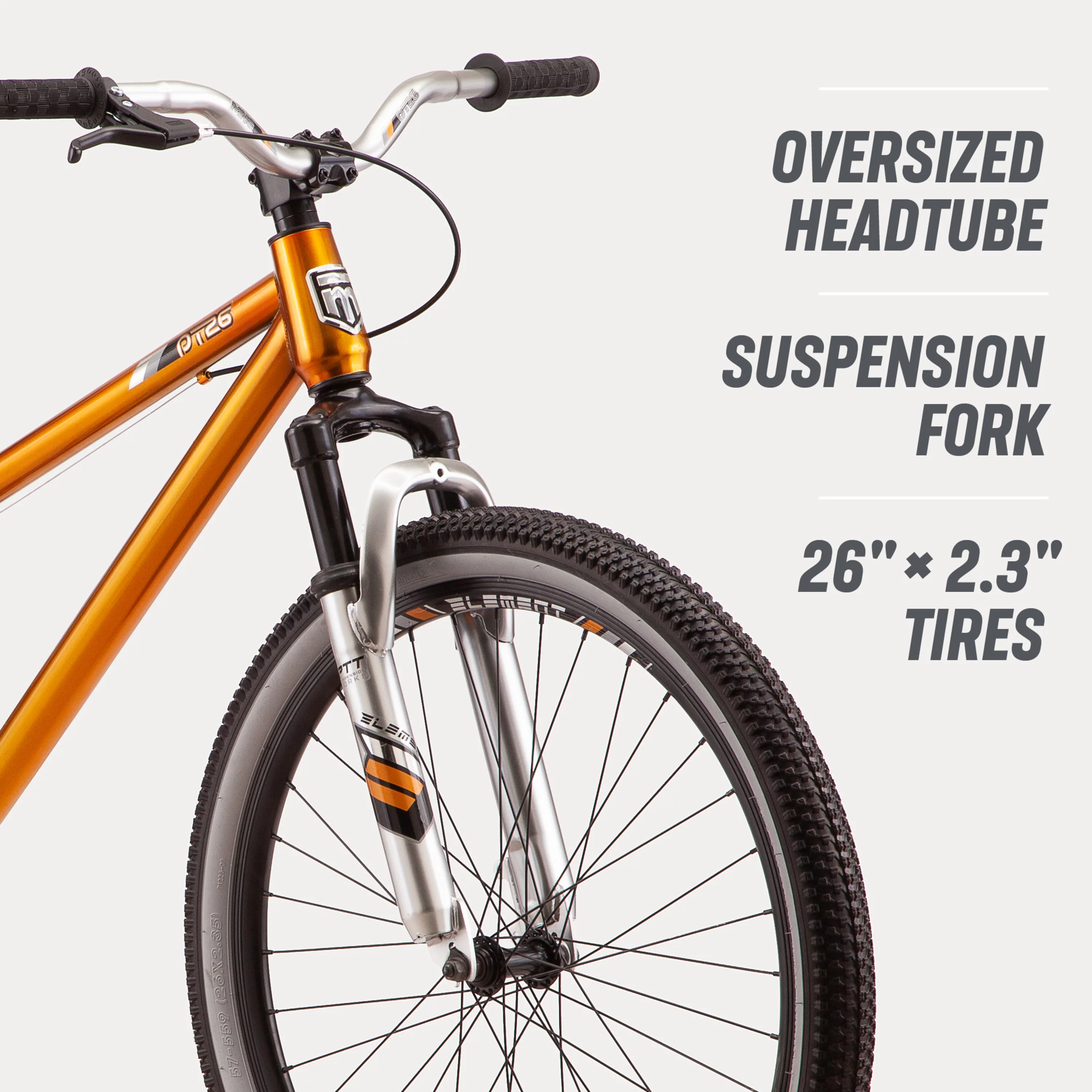 Mongoose PT26 dirt jump bike, pump track, single speed, 26-inch wheels, copper