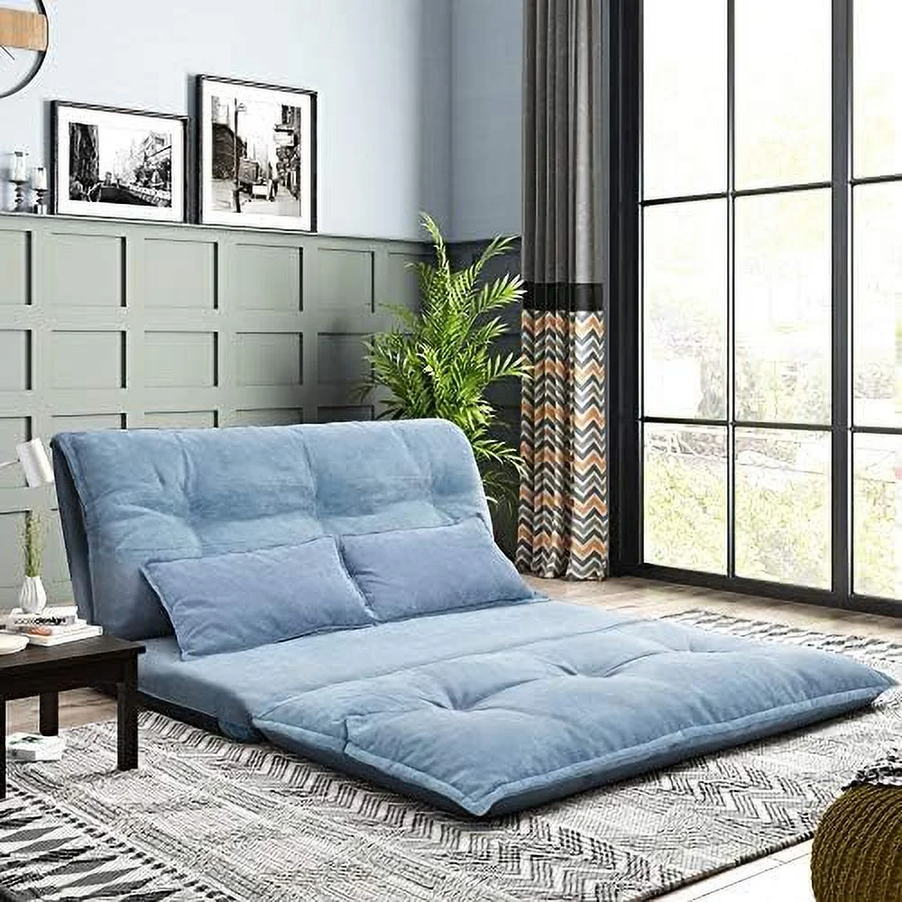 FDSHOIYN Harper & Bright Designs Adjustable Floor Sofa  Folding Futon Couch Leisure Lazy Sofa with 5 Reclining Positionwith 2 Pollows Floor Sofa for Reading or Gaming in Bedroom/Livin