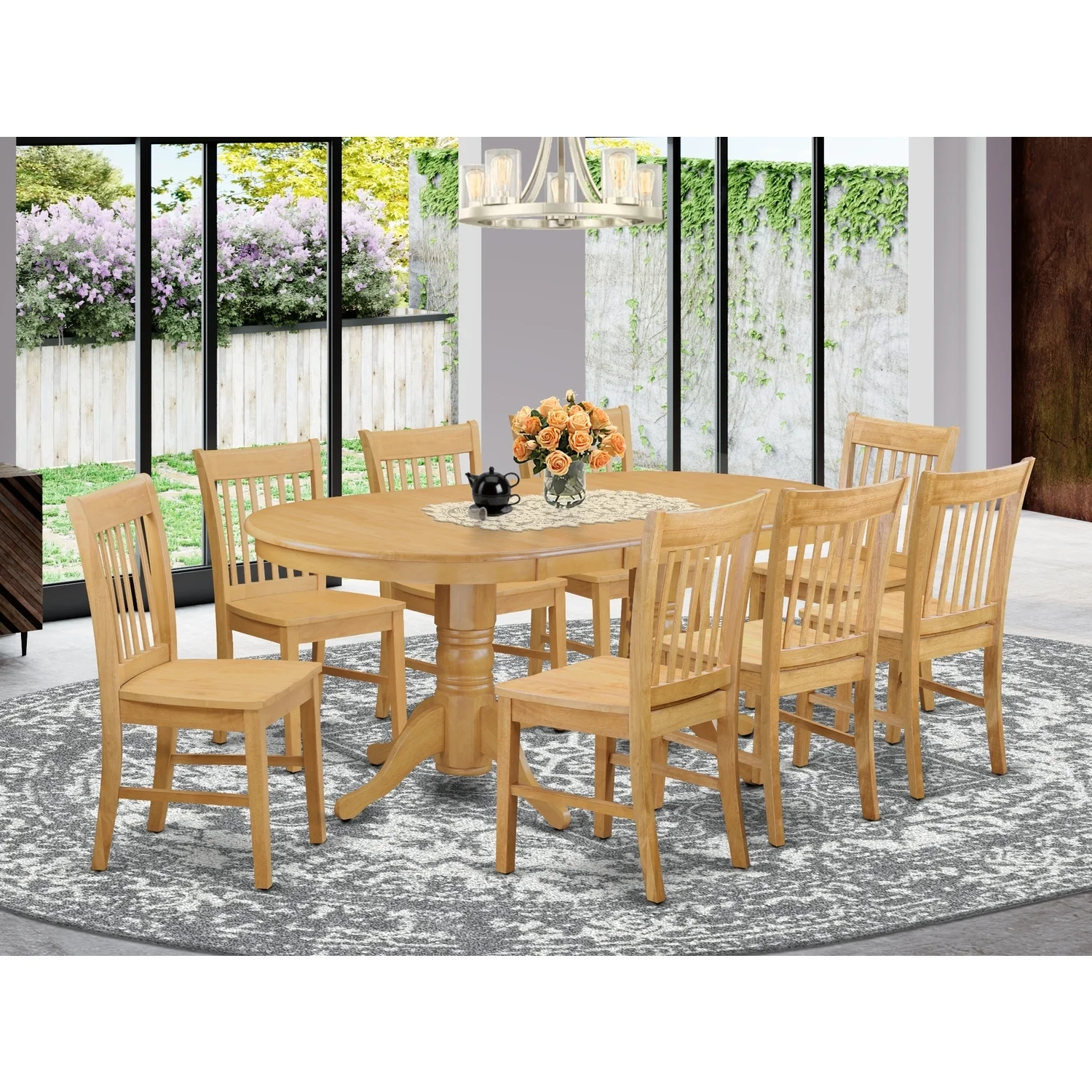 HomeStock Retro Renaissance 9-Piece Kitchen Table And 8 Dinette Chairs Set
