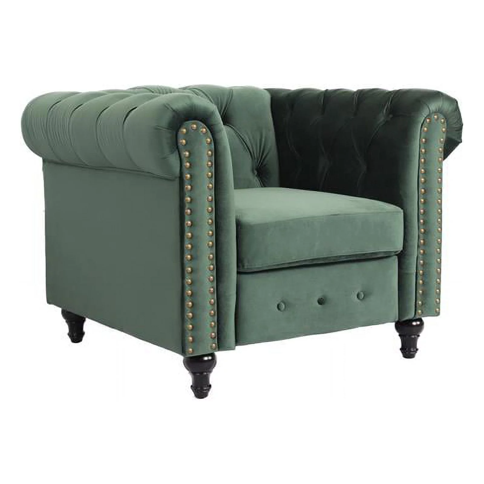 Home Square 3 Piece Set with Velvet Living Room Sofa Loveseat & Chair in Green