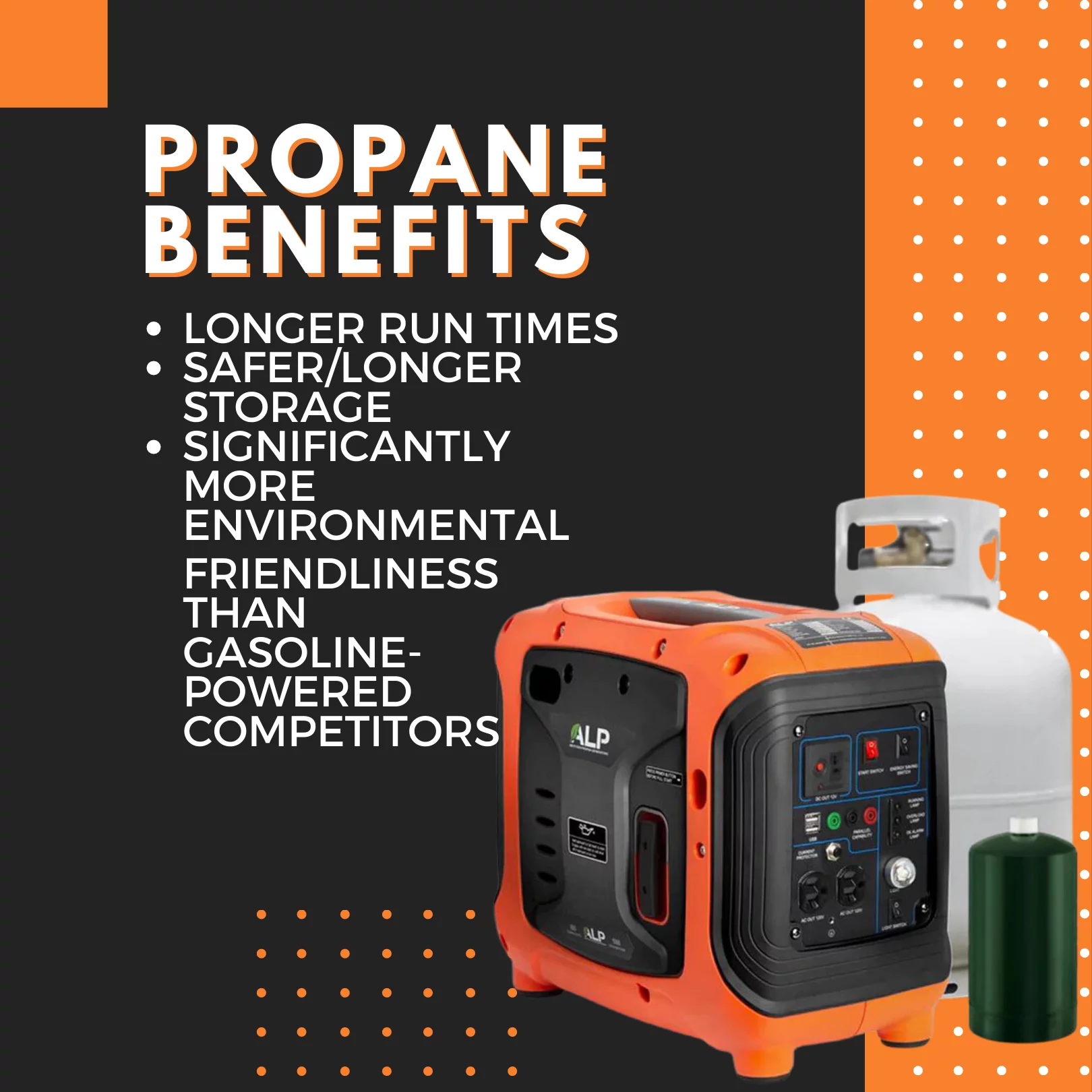 ALP Portable Propane Generator 1000W - Powerful and Reliable Propane Power Source for Outdoor, Camping, and Emergency Home Use (Blue/Black)