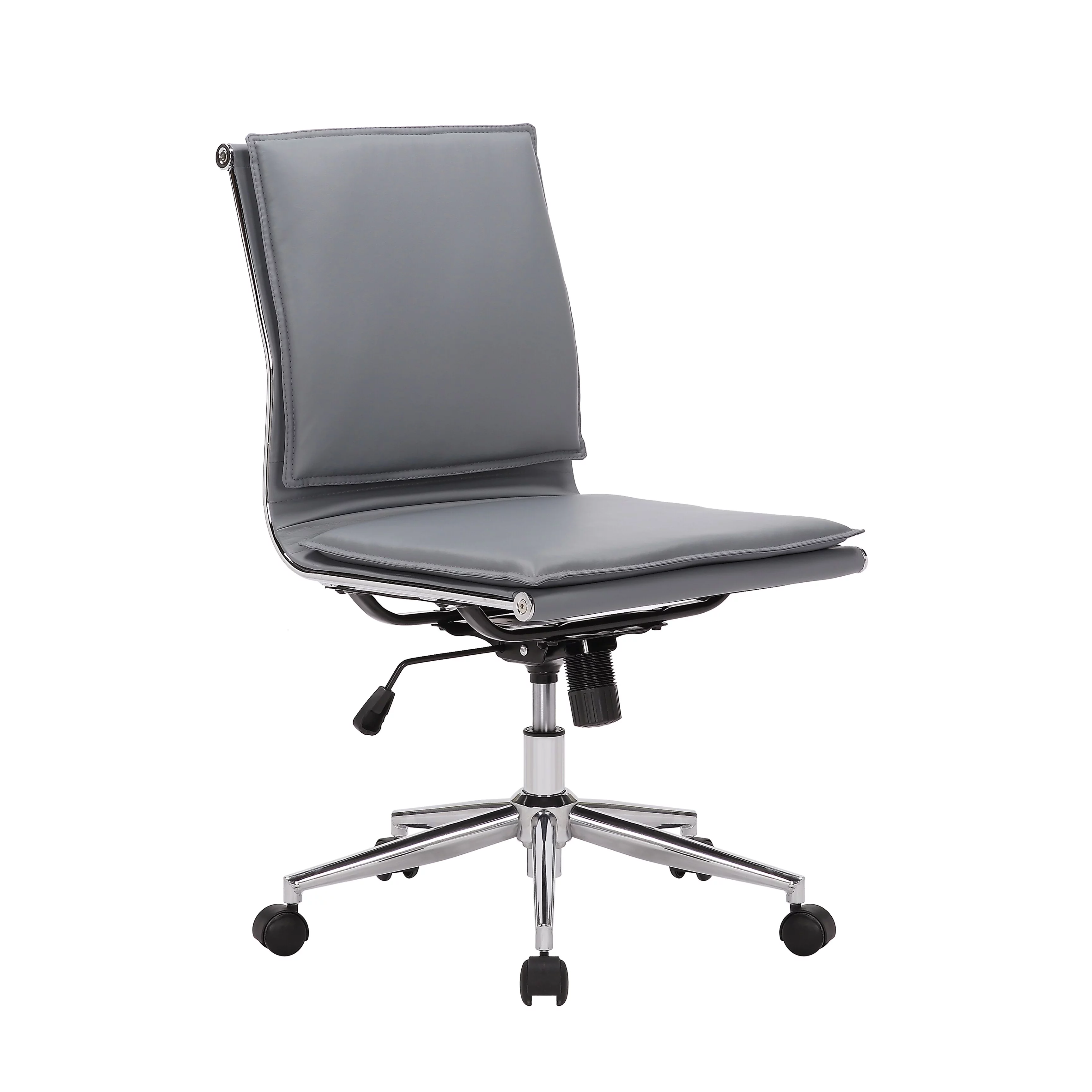 Porthos Home  Trent PU Leather Armless Office Chair, Adjustable Seat Grey