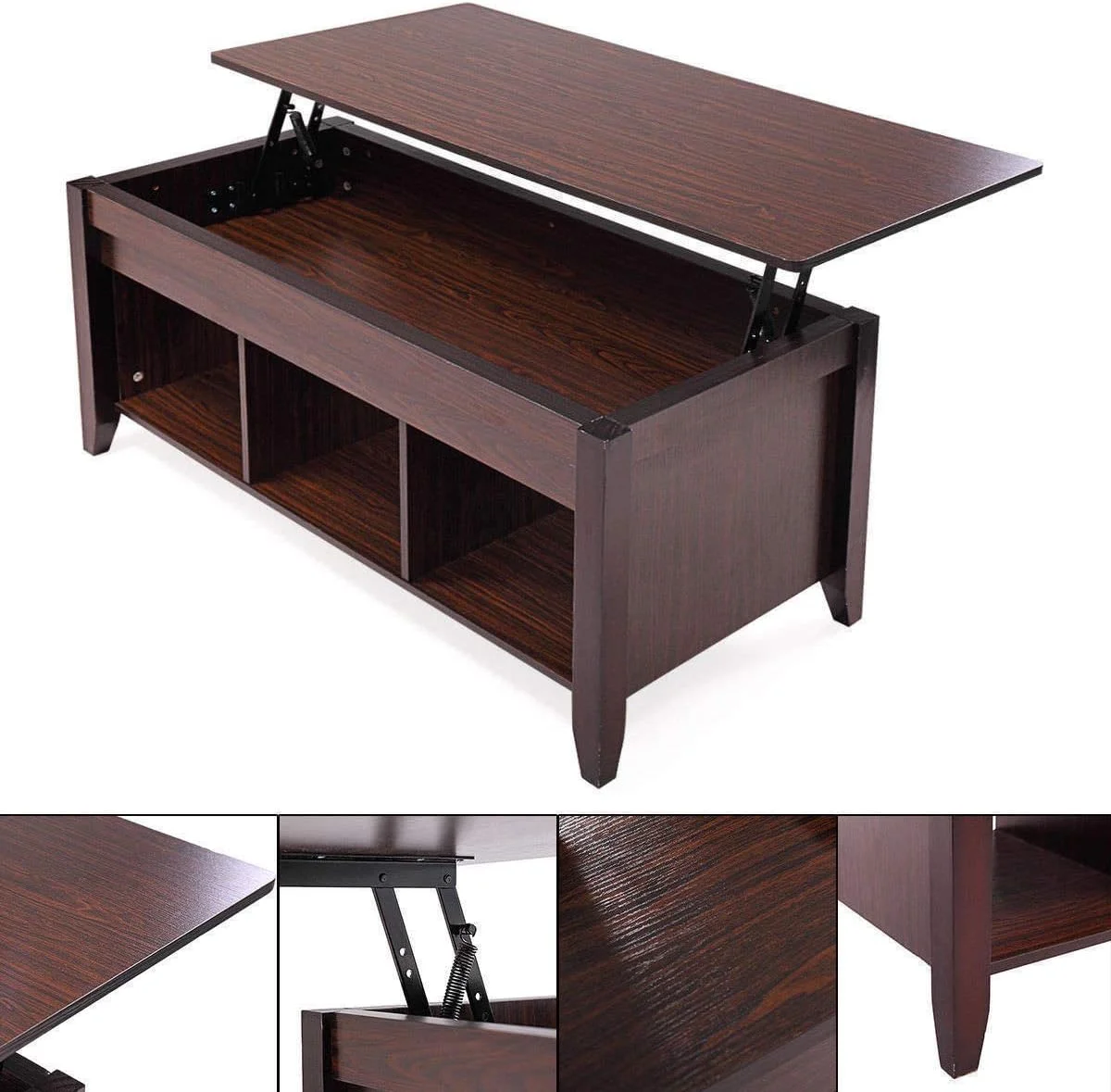 TJUNBOLIFE Lift Top Coffee Table w/Hidden Compartment   Living Room