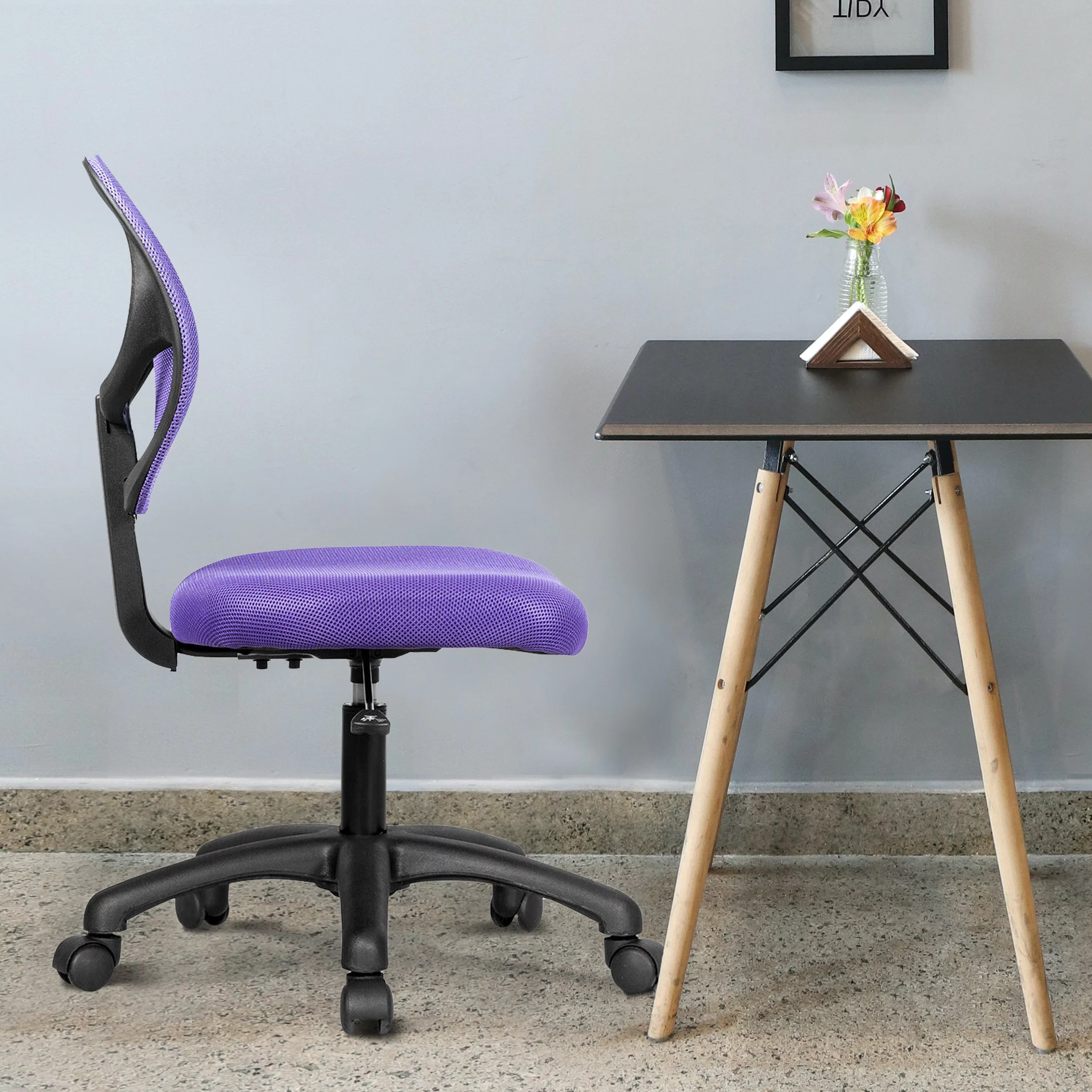 Low-back Computer Task Office Desk Chair with Swivel Casters-Purple