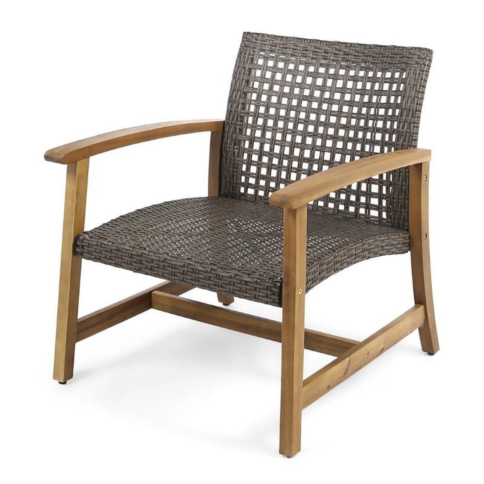 Noble House Hampton Outdoor Acacia Wood Club Chair in Teak and Mocha (Set of 2)