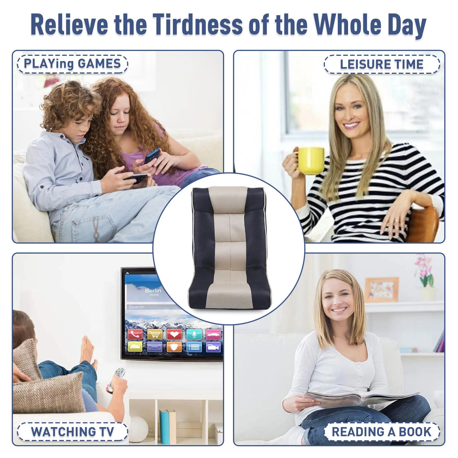 FLOUGOR Floor Chair with 5 Angels Adjustable Head& Backrest Gaming Chair for Adults 6067（Brown)