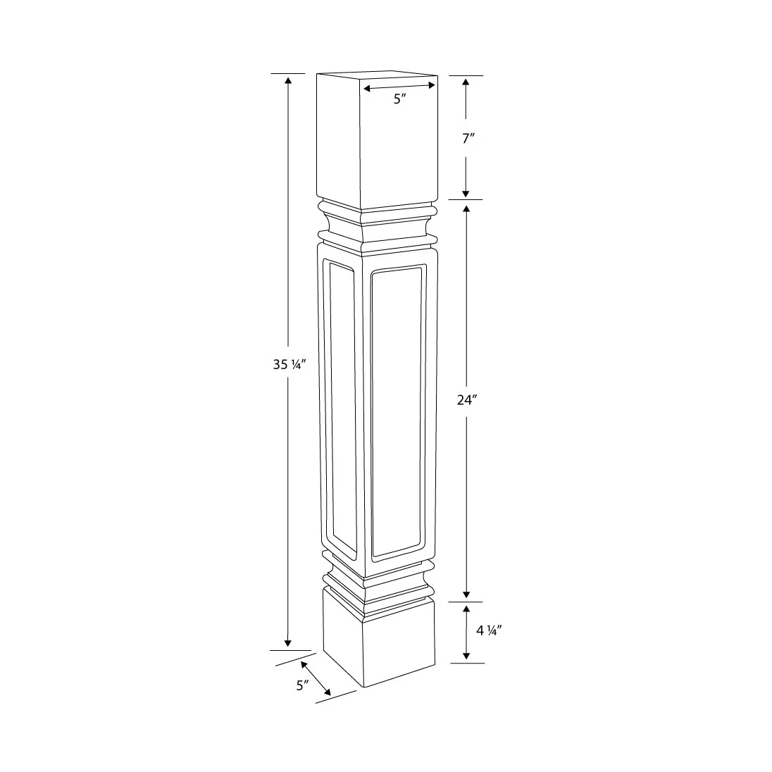 Designer's Edge Millwork 35-1/4 in. High x 5 in. Wide x 5 in. Depth Unfinished North American Solid Cherry Mission Kitchen Island Leg 4 Pack